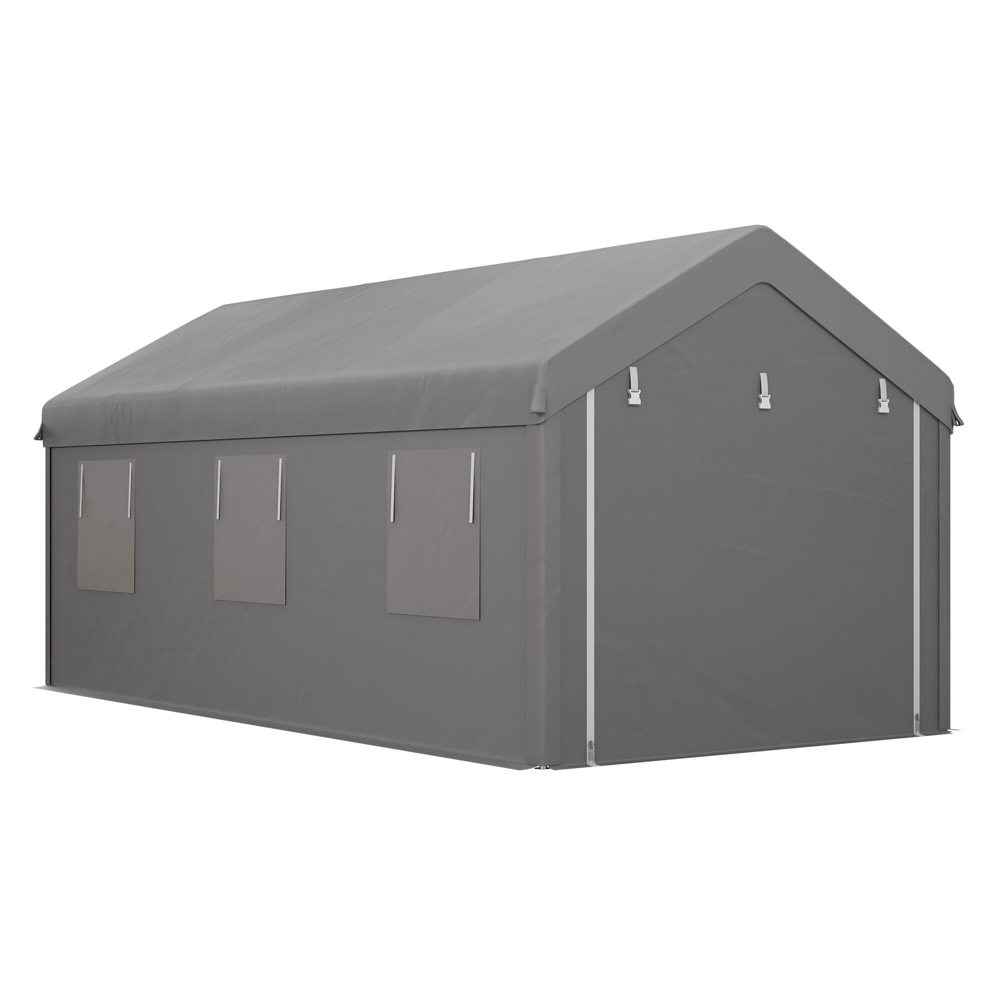 Carpa para Garaje Outsunny 600x295x278 cm Gris Claro 5/5