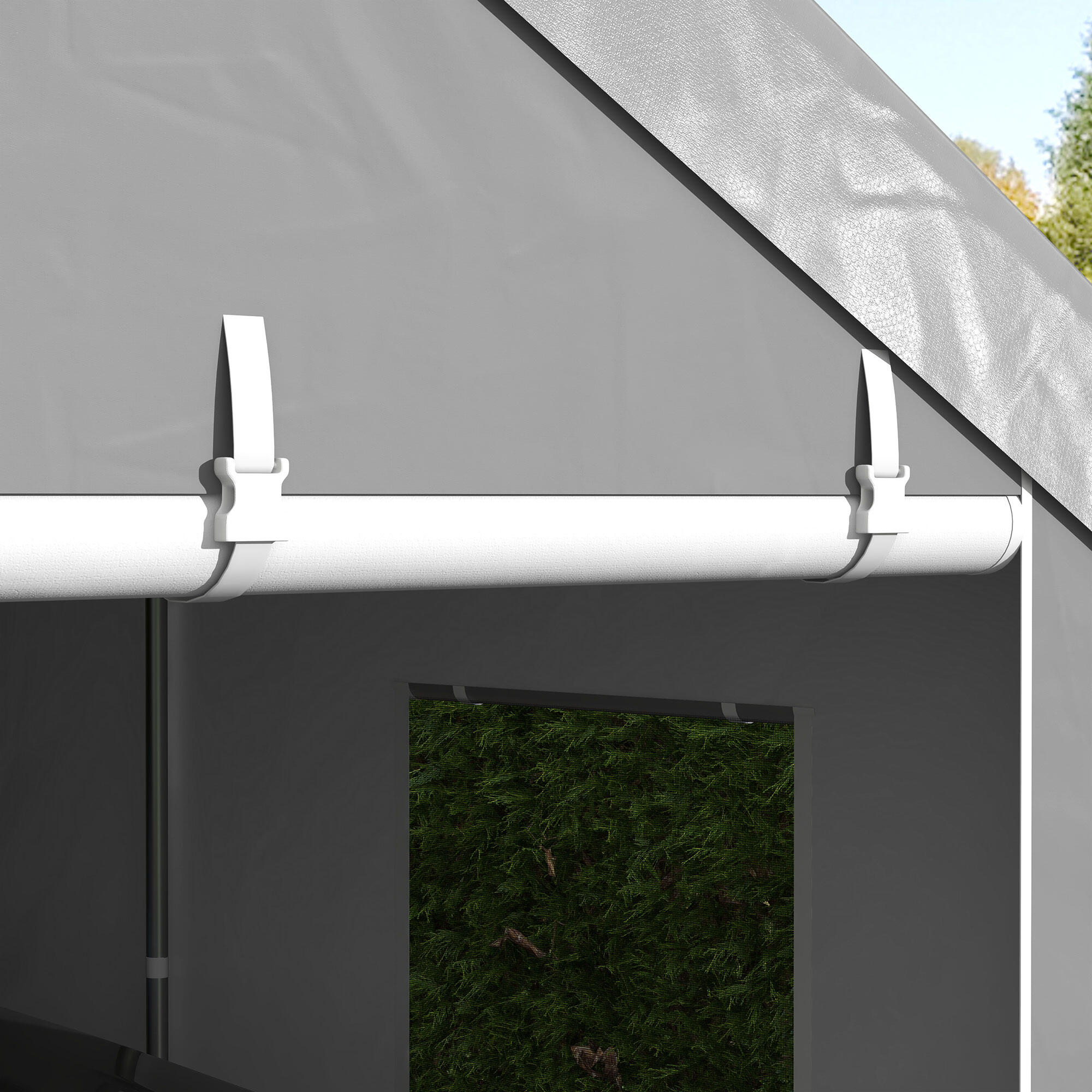 Carpa para Garaje Outsunny 600x295x278 cm Gris Claro 4/5