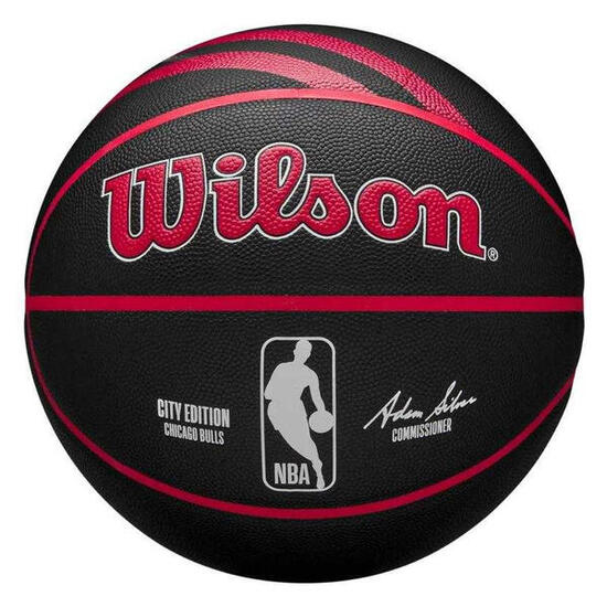 Ballon De Basket Motif/style NBA CHICAGO BULLS (Noir / Rouge) Taille 7
