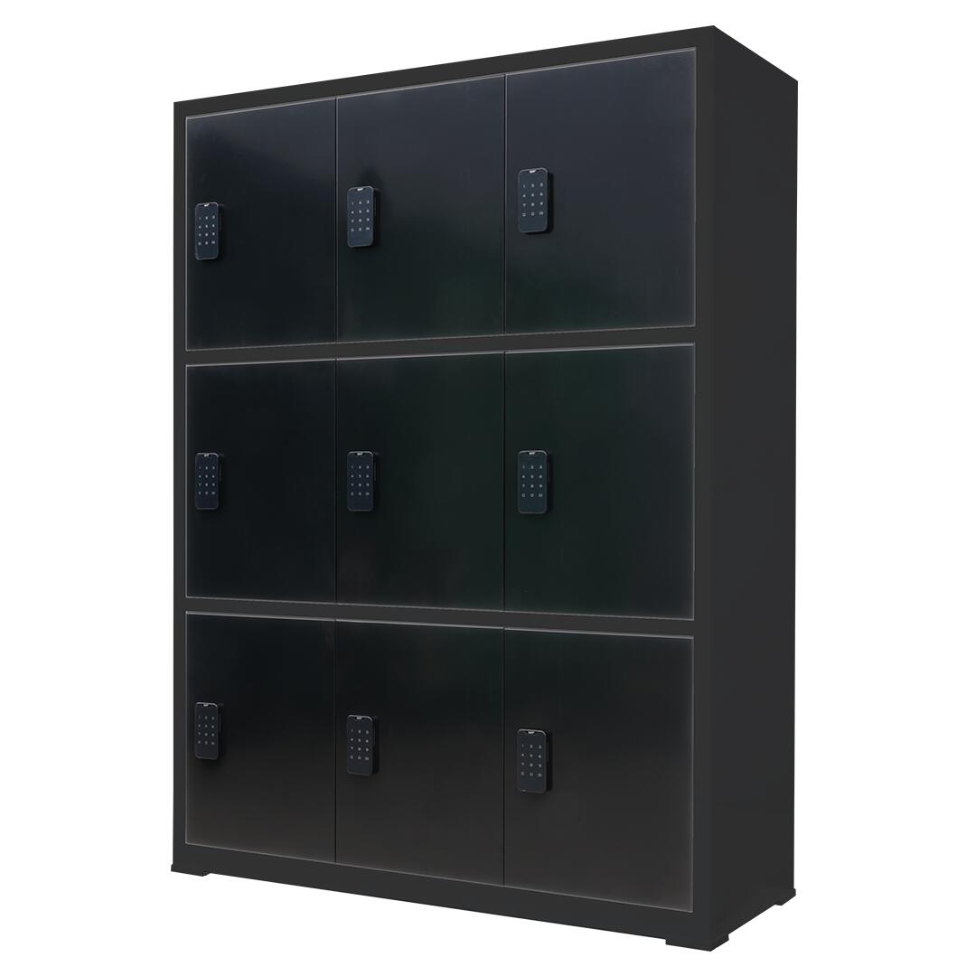 Lockerkast met digitaal cijferslot - Zwart - 112x42x150 cm - 9 lockers 5/7