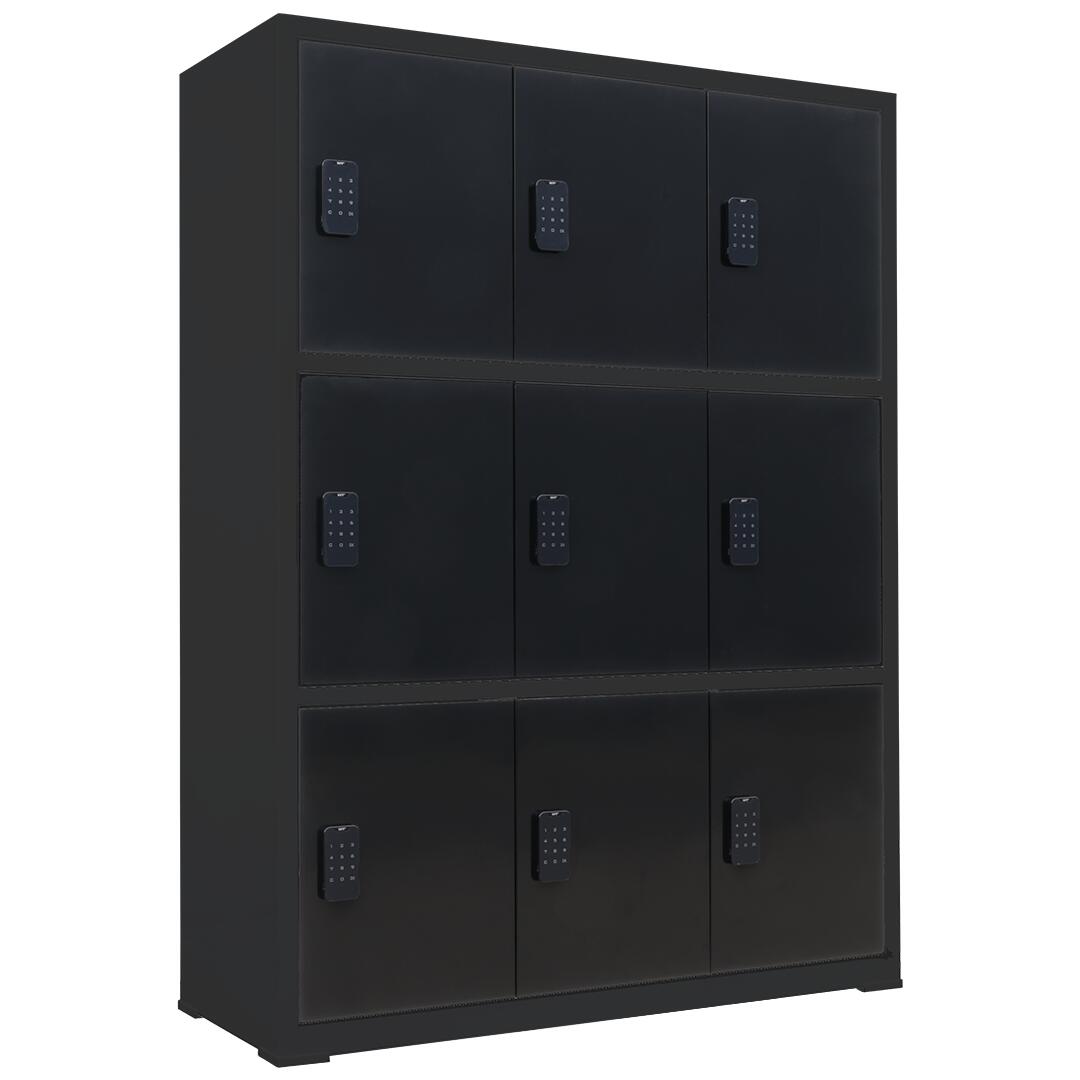 Lockerkast met digitaal cijferslot - Zwart - 112x42x150 cm - 9 lockers 1/7