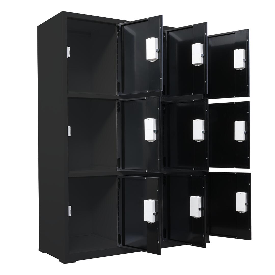 Lockerkast met digitaal cijferslot - Zwart - 112x42x150 cm - 9 lockers 6/7