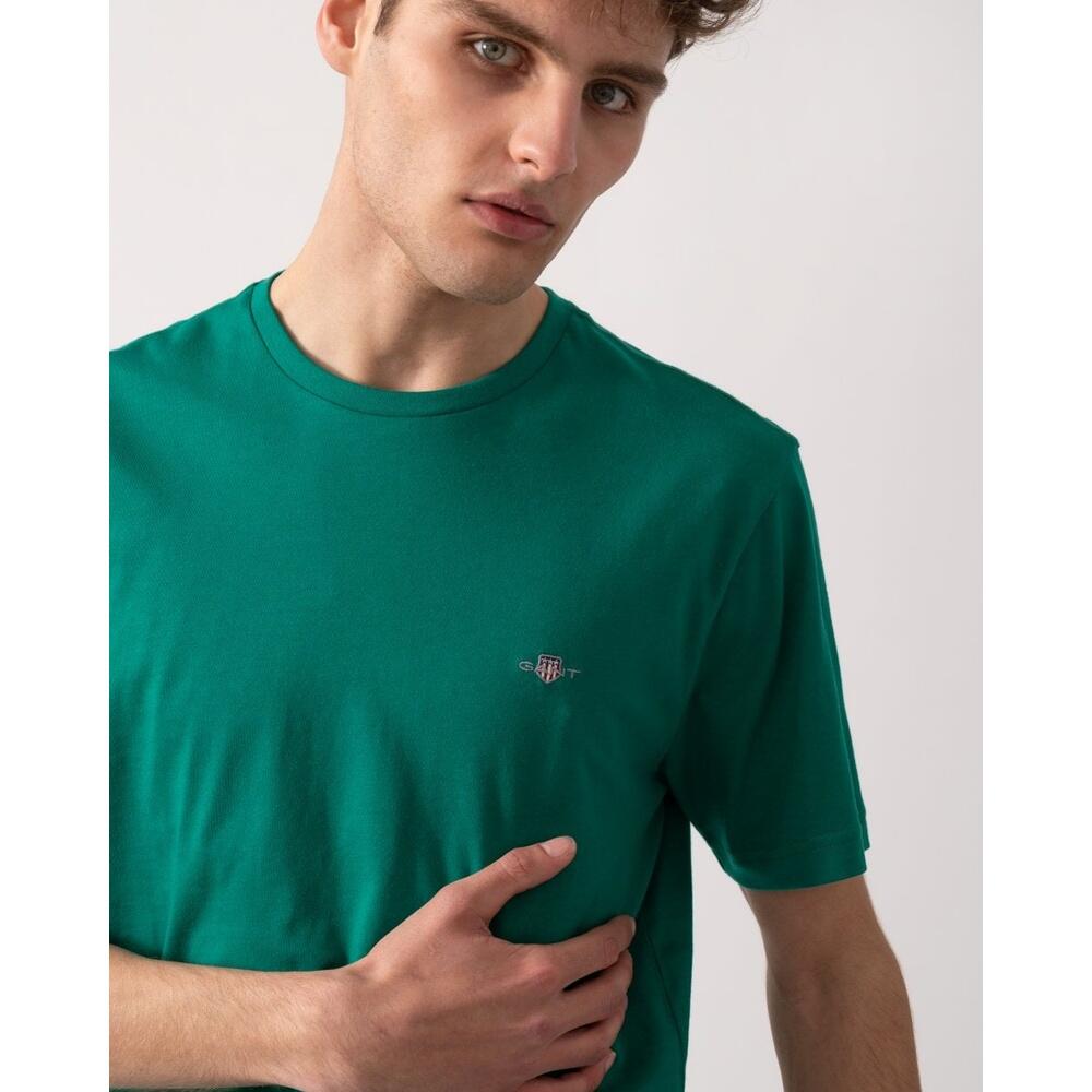 Heren O-hals Shirt Shield Logo Groen II 3/4
