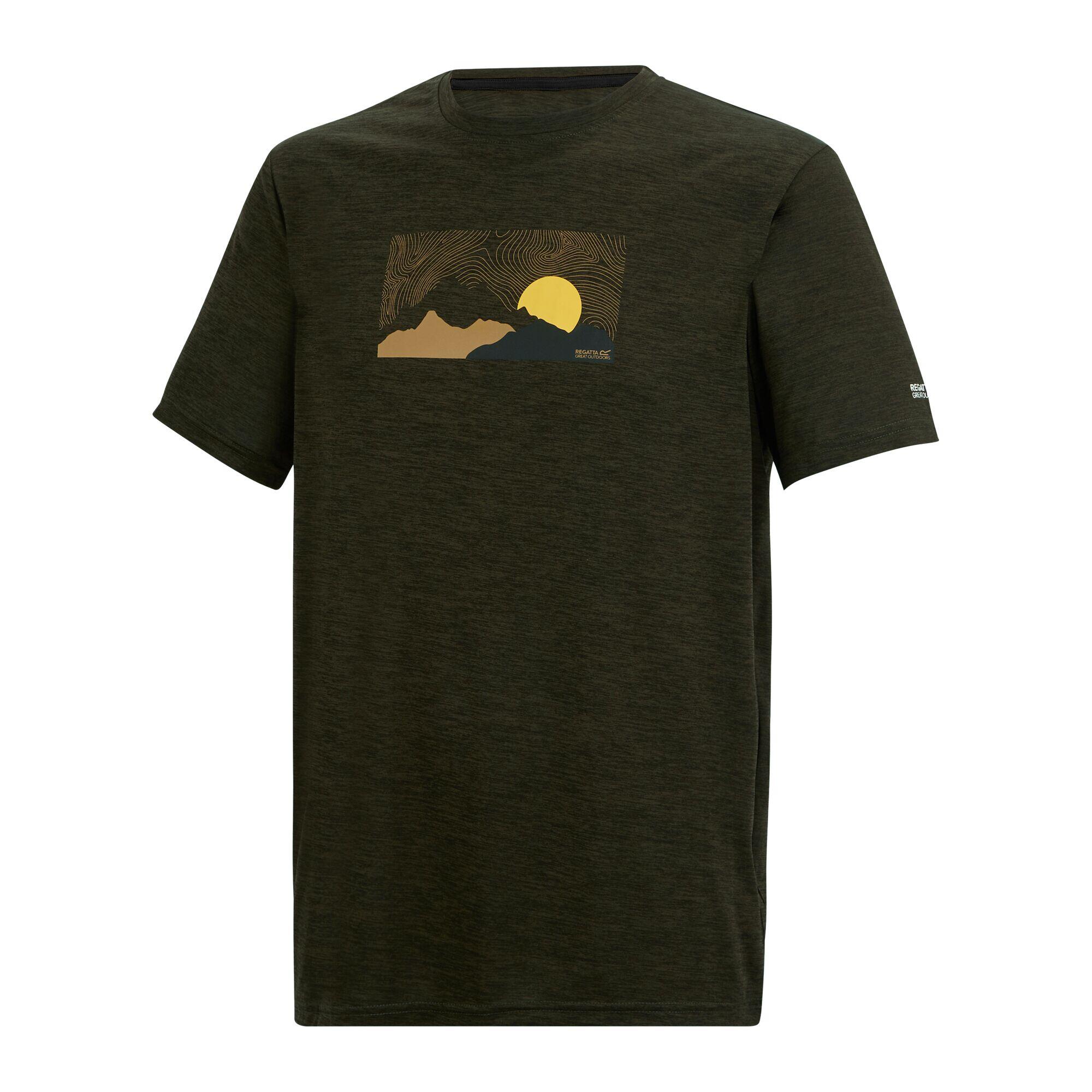 Mens Fingal Landscape TShirt (Dark Khaki Marl) 3/5