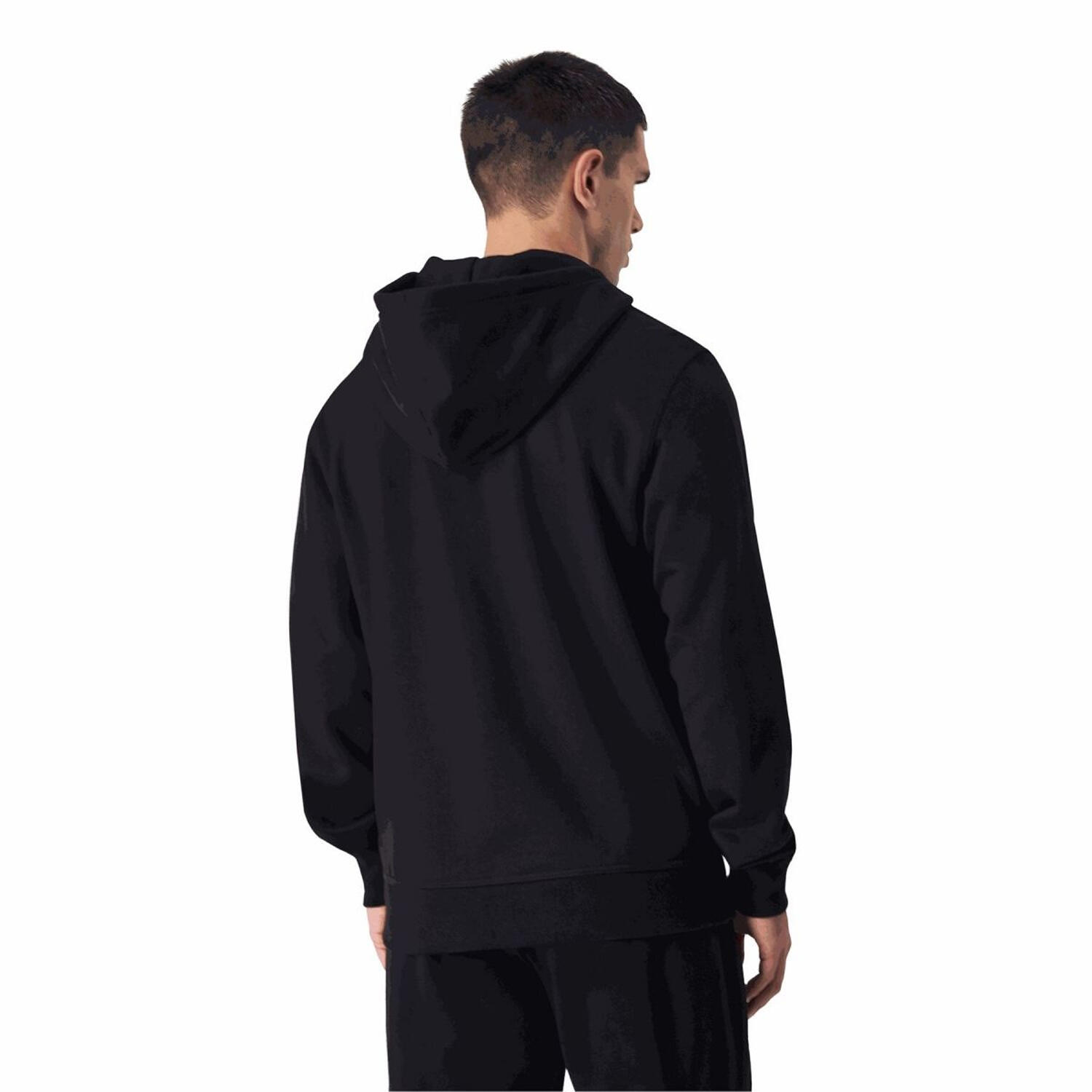 Felpa Con Cappuccio E Zip Intera Logo Sul Petto Uomo Champion Nero 3/4