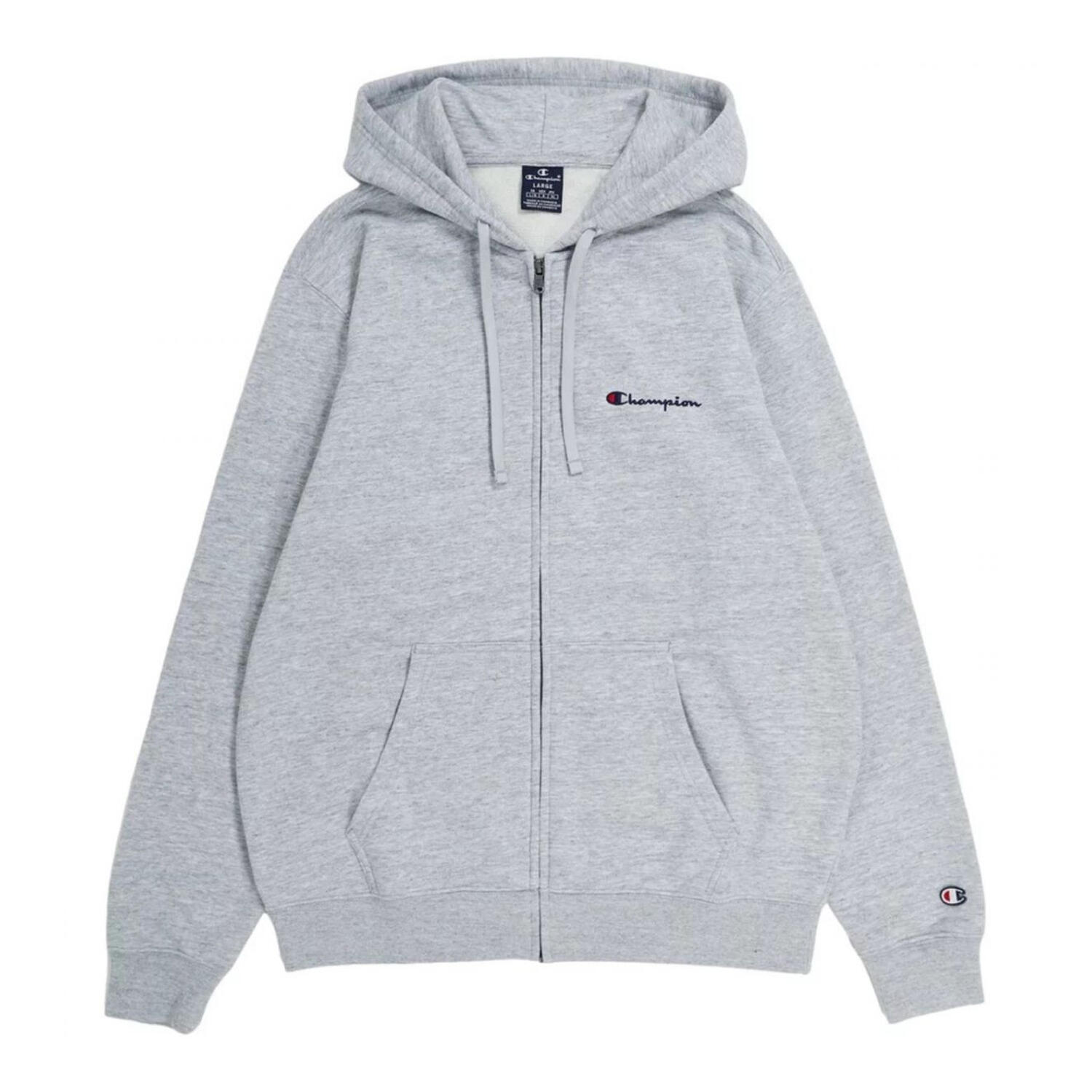 Felpa Con Cappuccio E Zip Intera Logo Sul Petto Uomo Champion Grigio 2/5