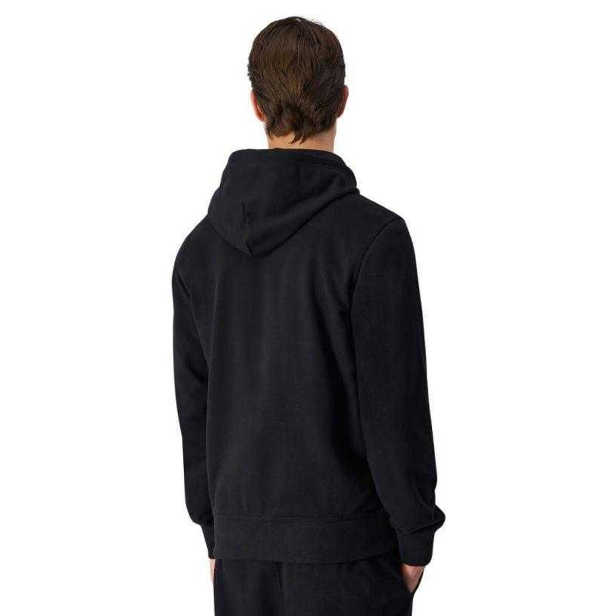 Felpa Con Cappuccio Logo Sul Petto Ricamata Uomo Champion Nero 3/4
