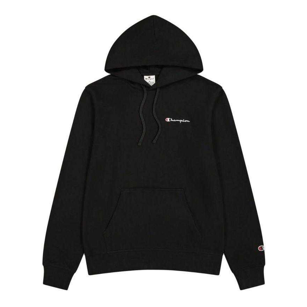 Felpa Con Cappuccio Logo Sul Petto Ricamata Uomo Champion Nero 2/4