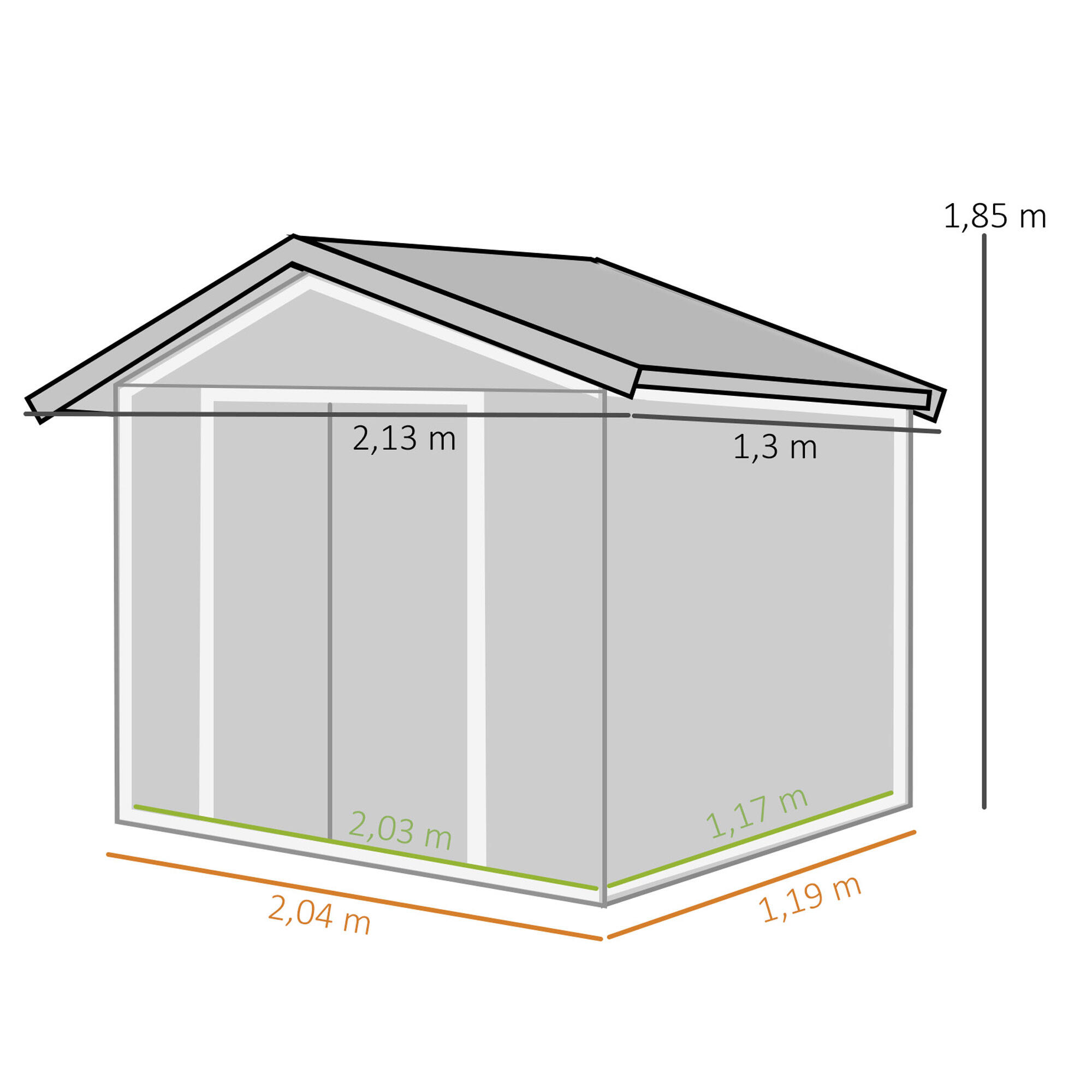 Abrigo 213x130x185 cm verde Outsunny 3/5