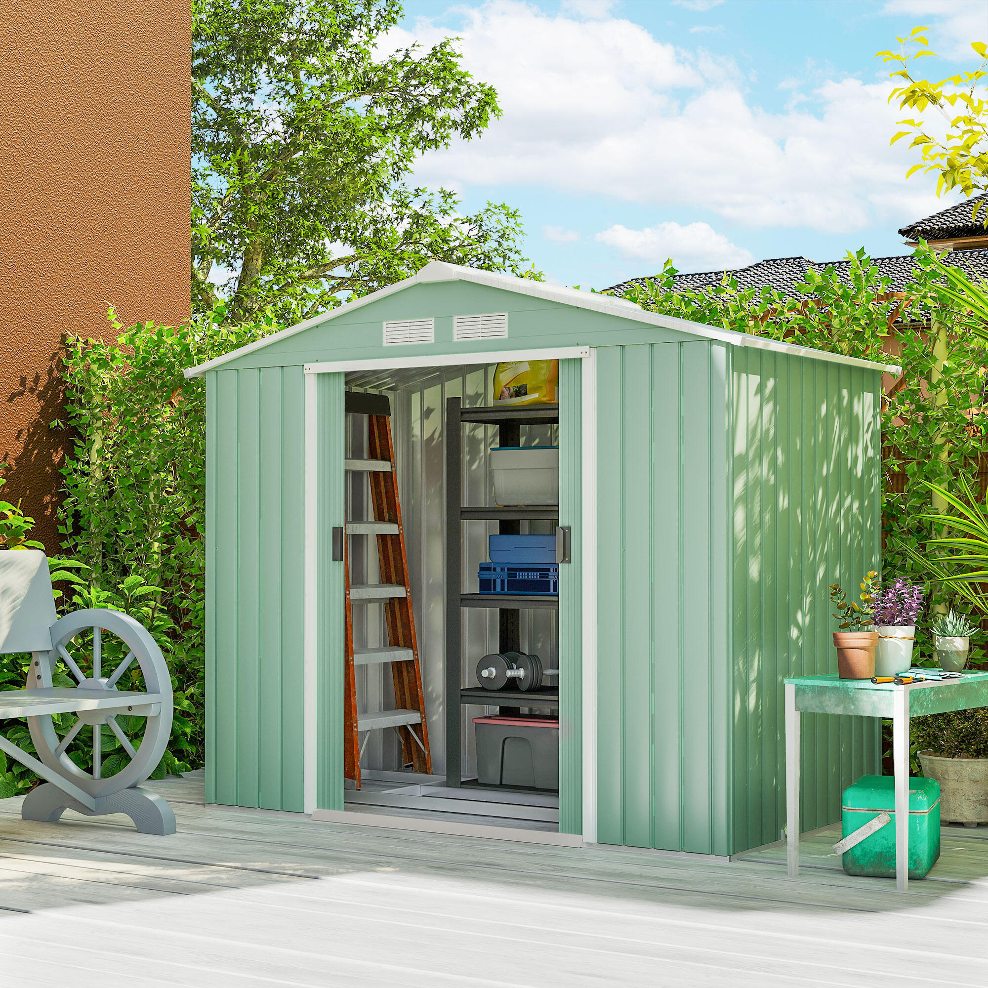 Abrigo 213x130x185 cm verde Outsunny 2/5
