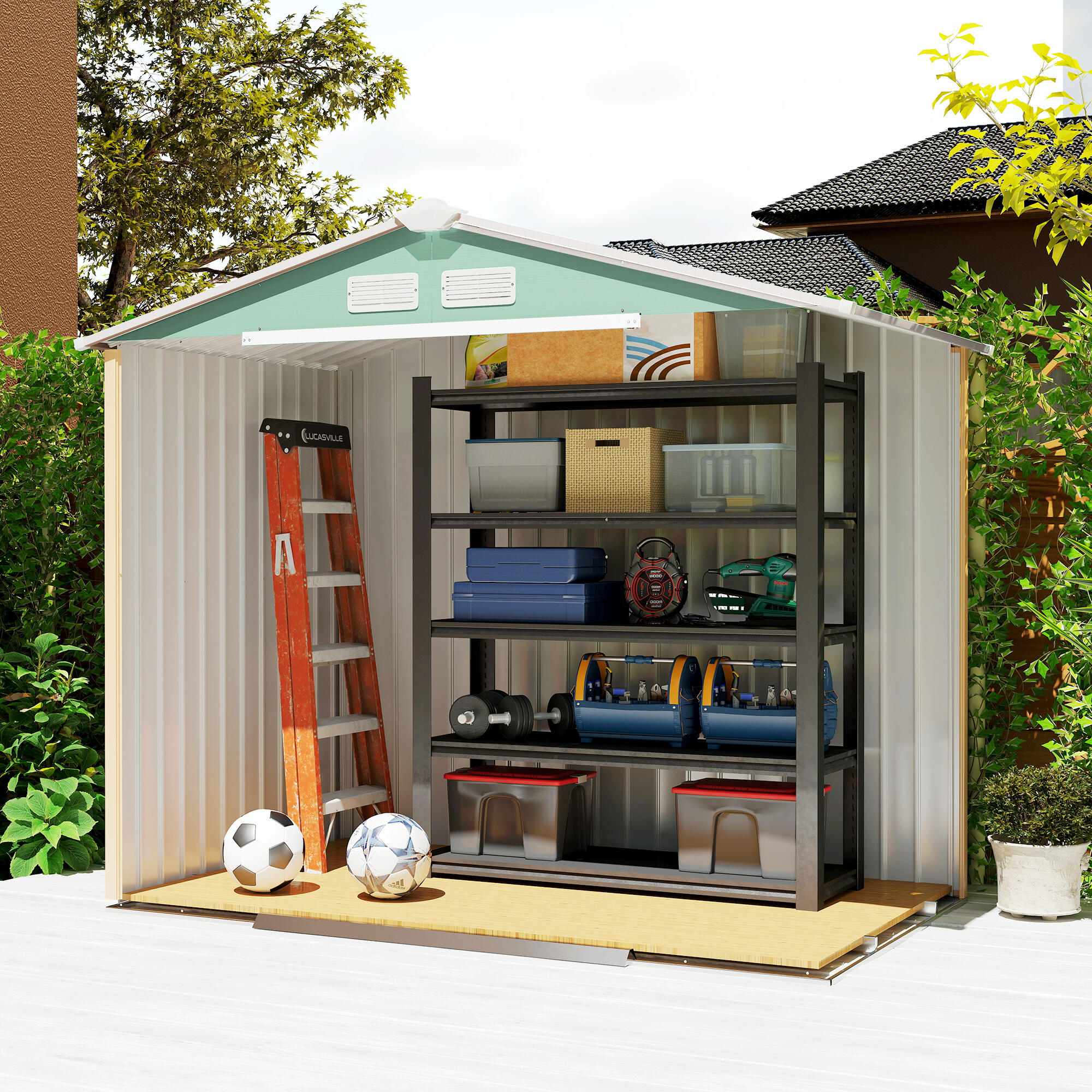 Abrigo 213x130x185 cm verde Outsunny 5/5