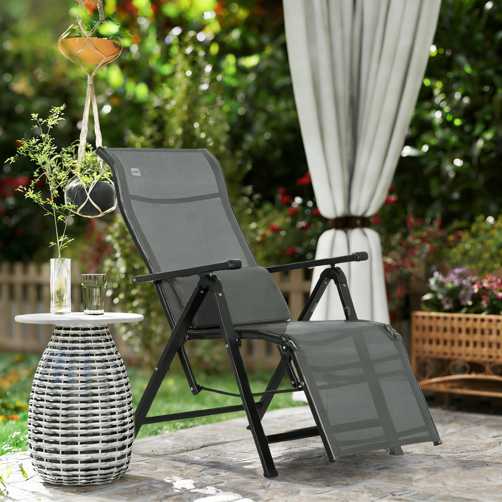 Tumbona Plegable Outsunny 70x65x111 cm Gris 5/6