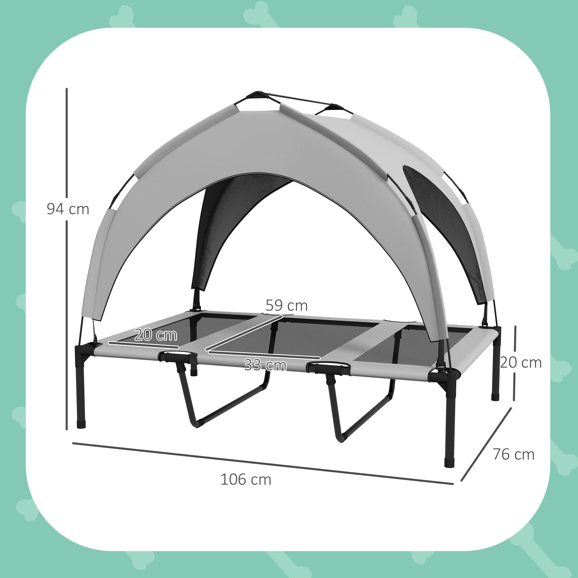 Cama para Perros PawHut 106x76x94 cm Gris Claro 3/5