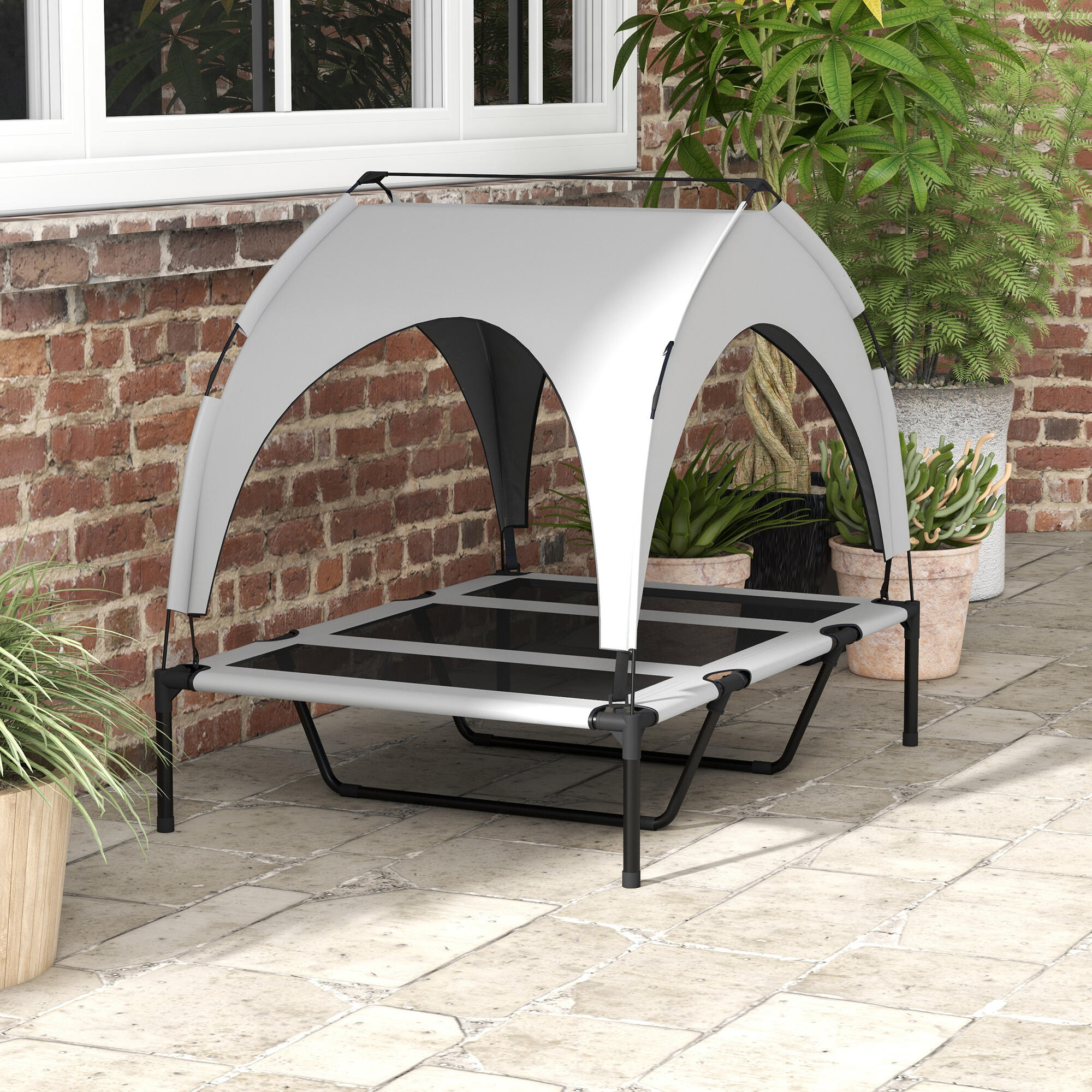 Cama para Perros PawHut 106x76x94 cm Gris Claro 5/5