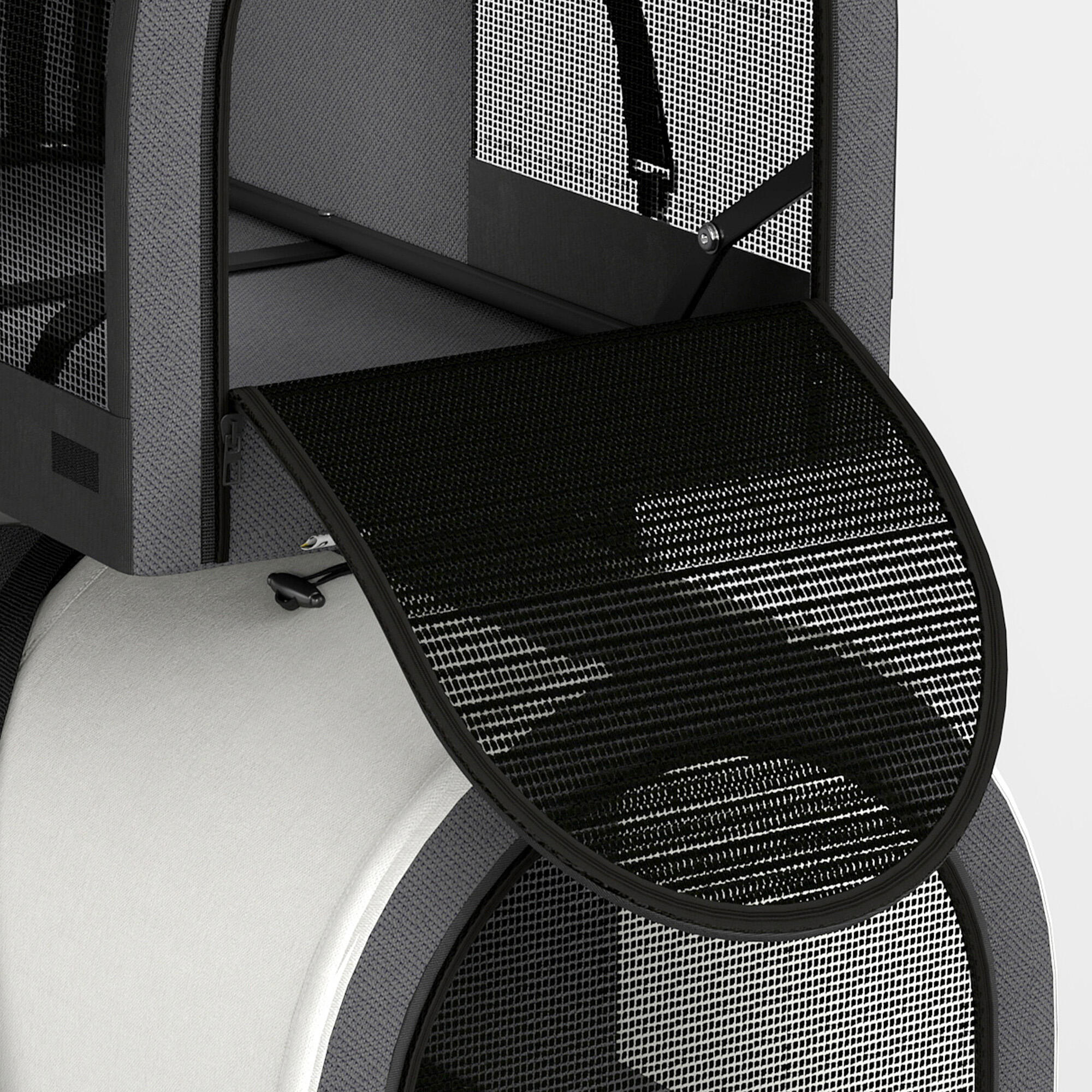 Cochecito para Perros PawHut 66x50x98 cm Gris Oscuro 5/5