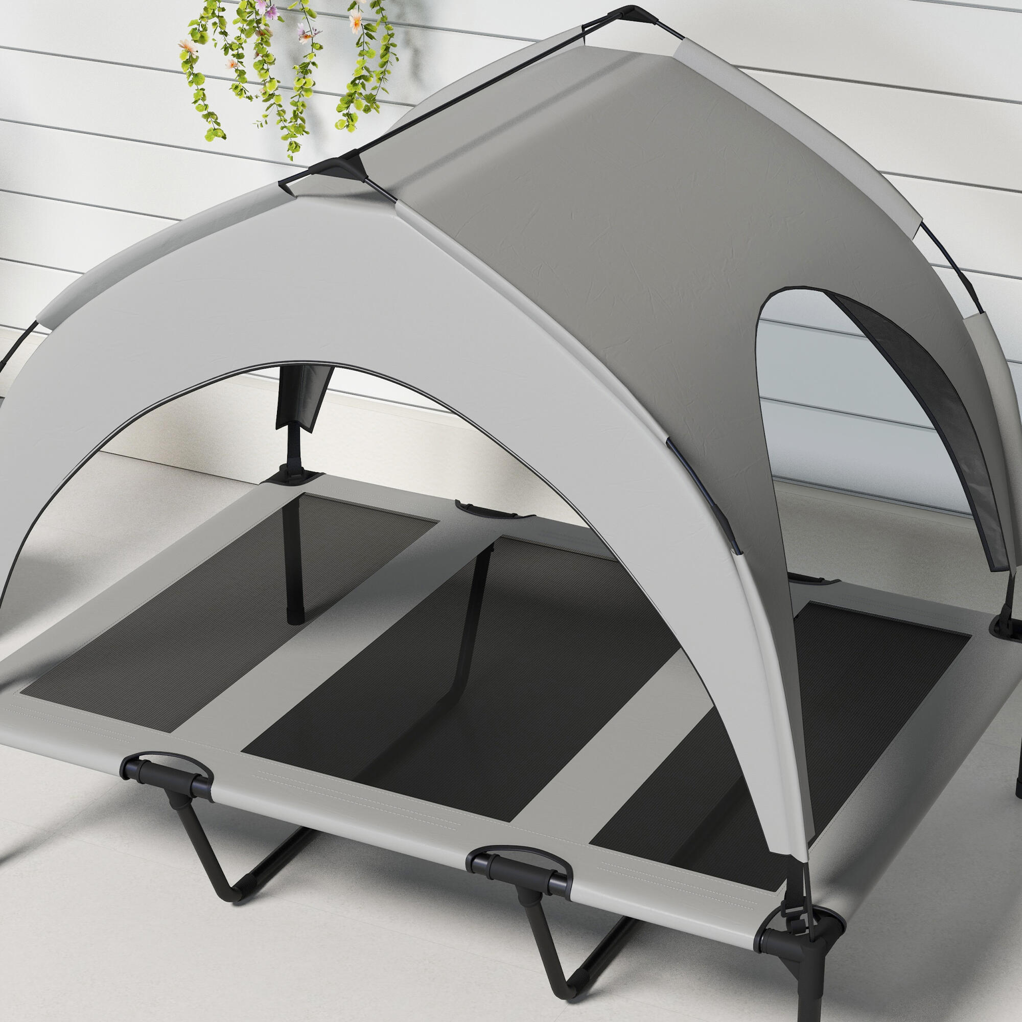 Cama para Perros PawHut 106x76x94 cm Gris Claro 4/5