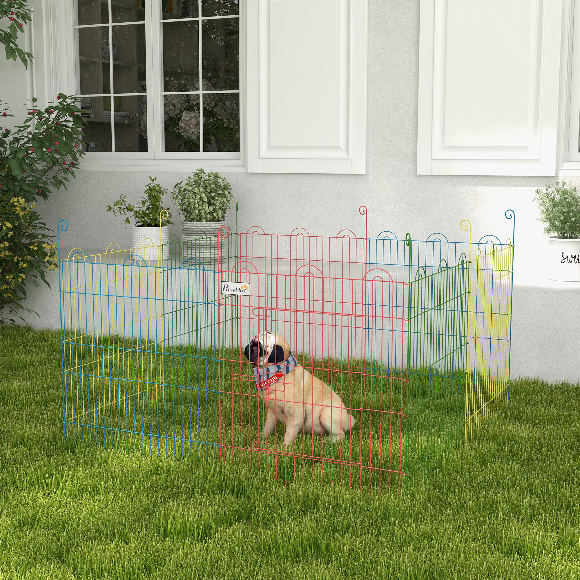 Parque para Perros PawHut 156x156x60 cm Multicolor 2/5
