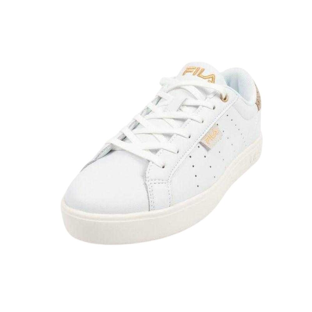 Womens/Ladies Lusso Leather Trainers (White/Gold)