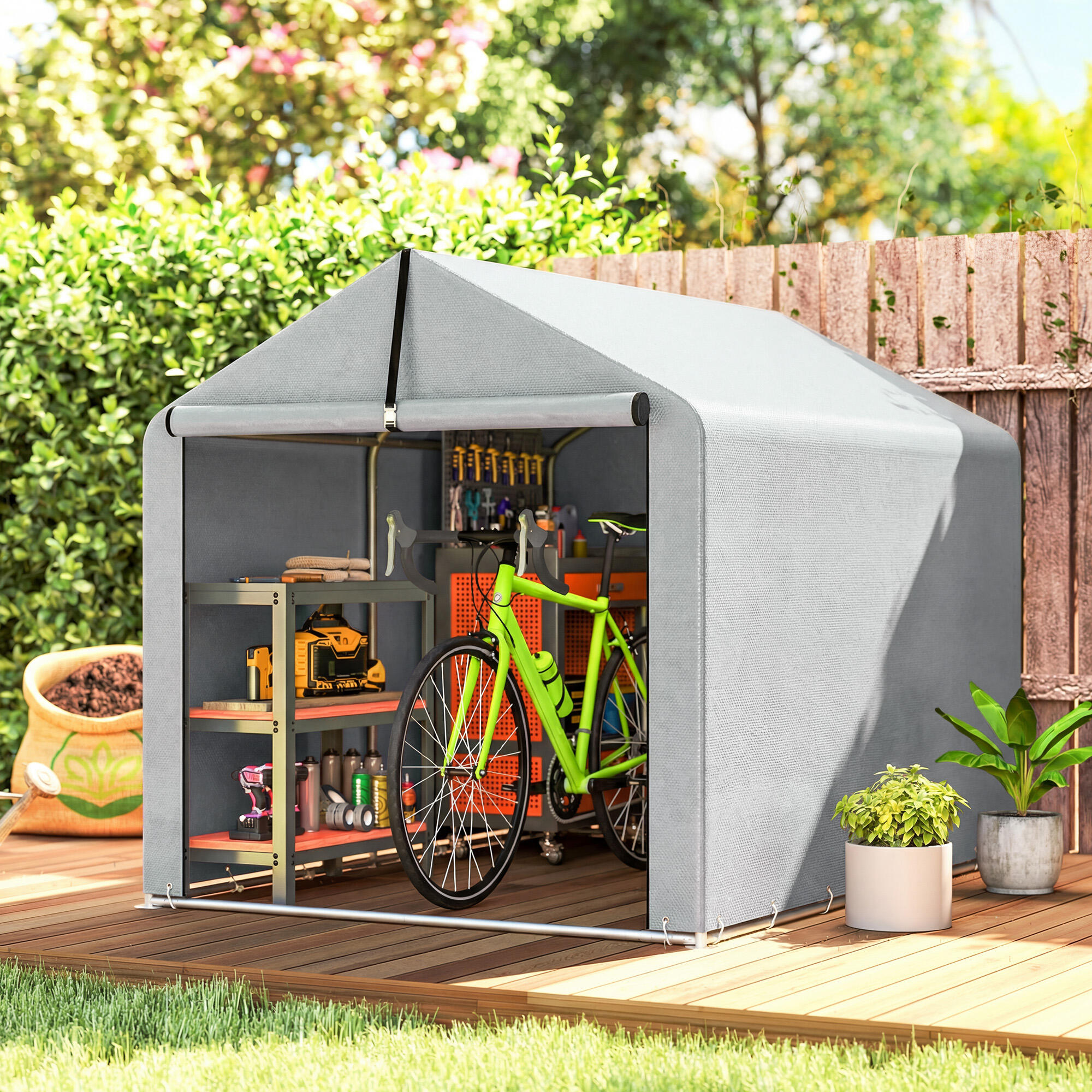 Tenda  Outsunny Cinzento Claro 2/5