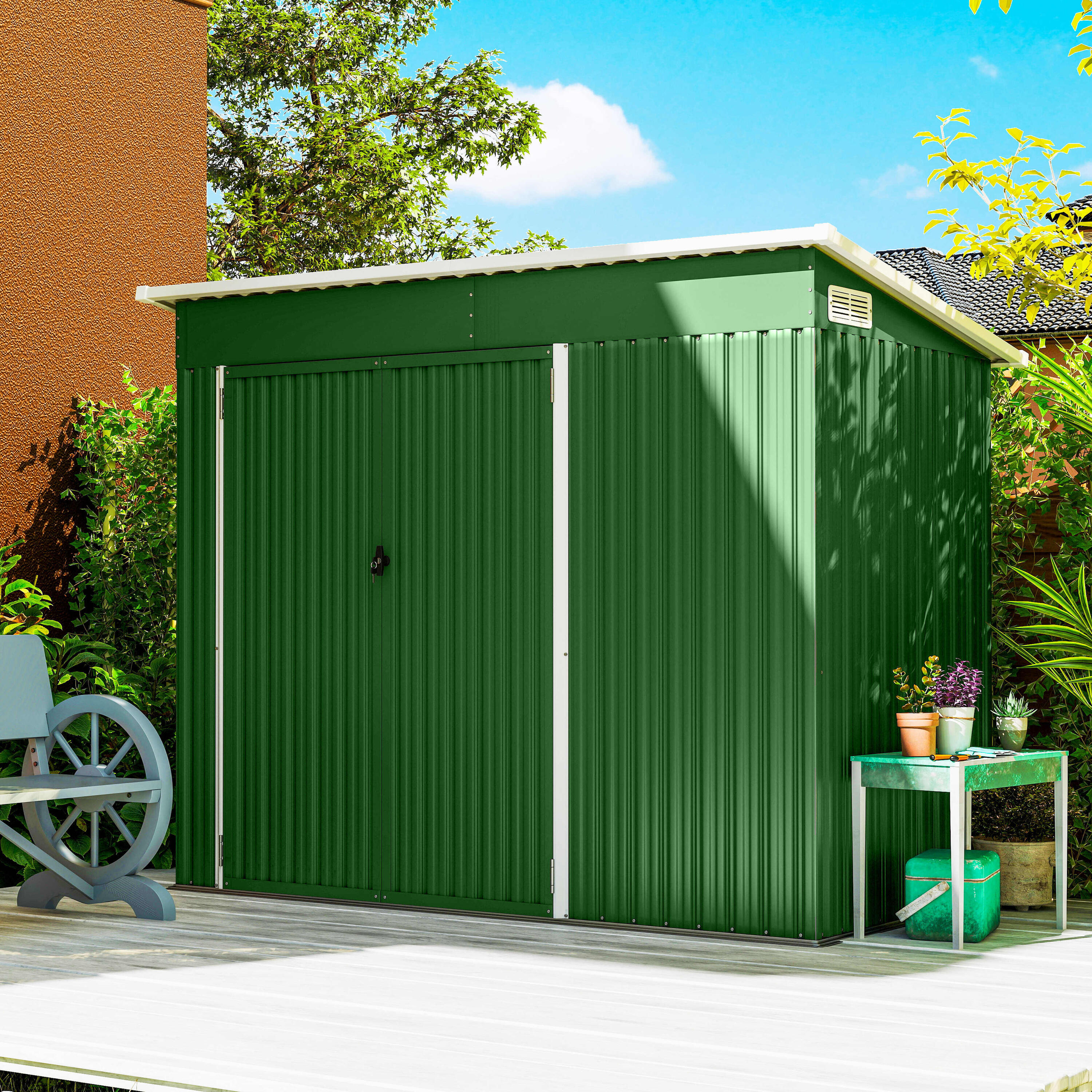 Caseta de Jardín Outsunny 234x132x185 cm Verde 5/5