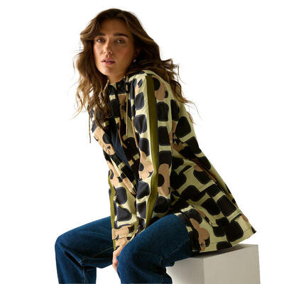 Dames orla kiely giant square flower waterdichte jas halflang (monochroom)