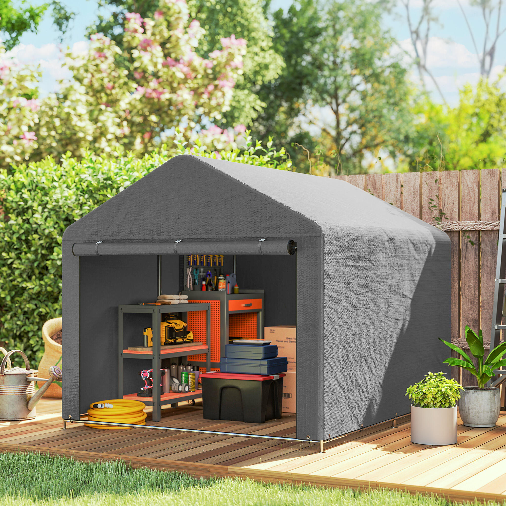 Tenda  Outsunny Cinzento Claro 2/5