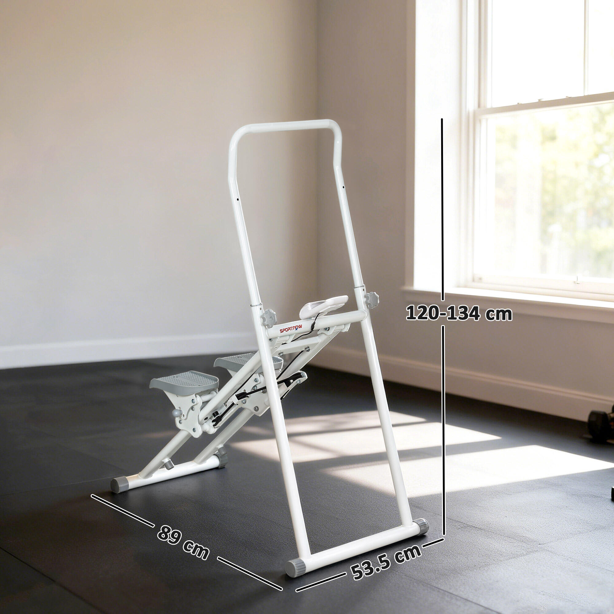 SPORTNOW Stepper Verticale Pieghevole Impugnatura Regolabile e Monitor LCD 3/8