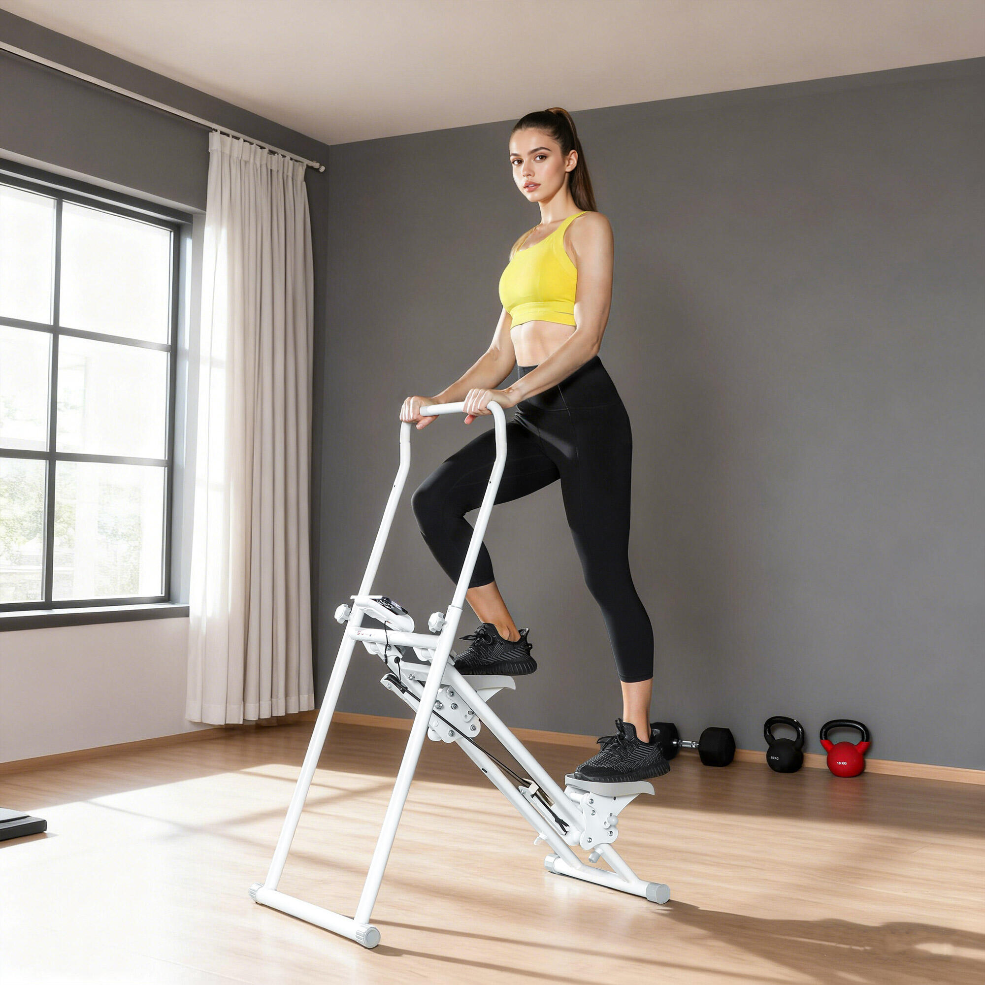SPORTNOW Stepper Verticale Pieghevole Impugnatura Regolabile e Monitor LCD 2/8