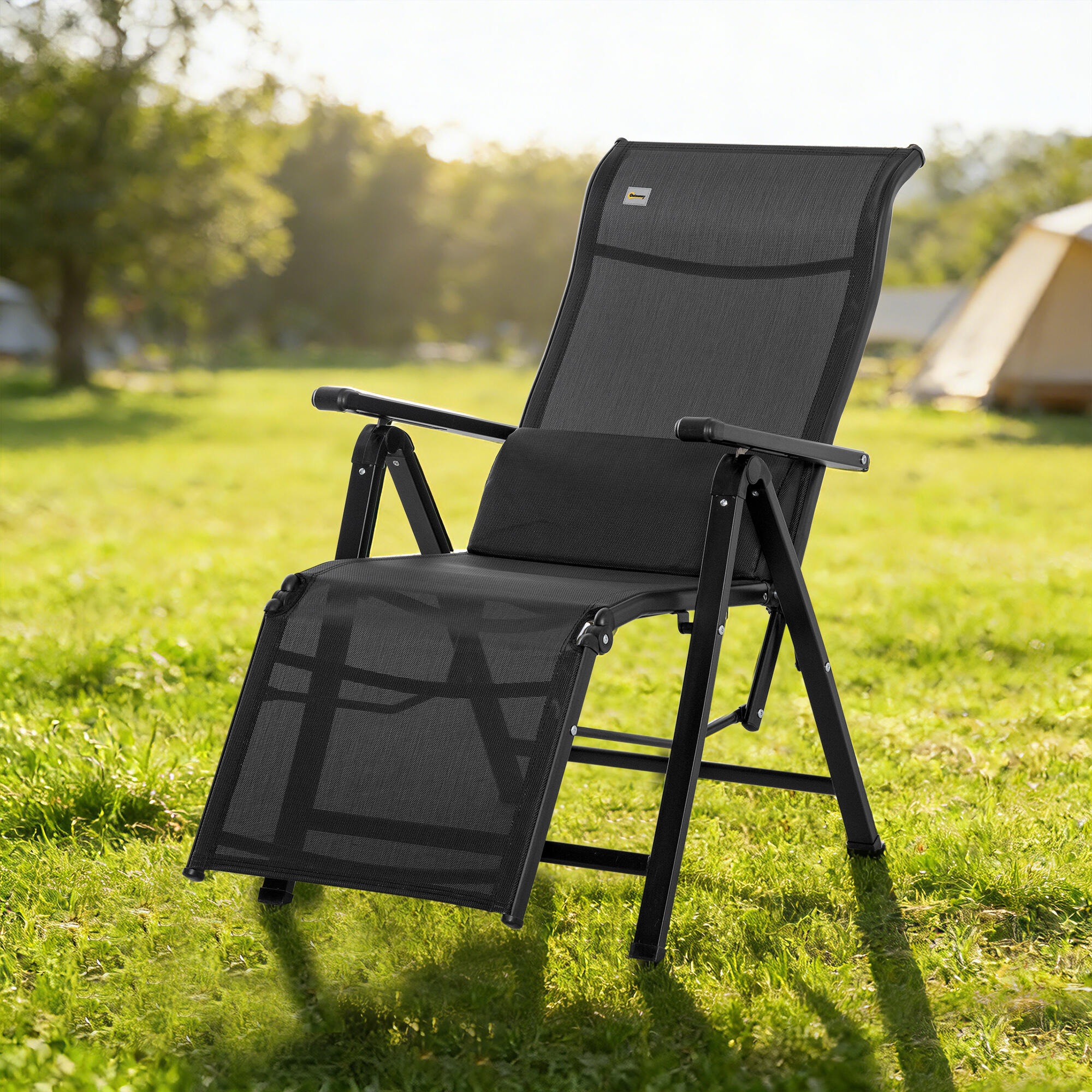 Espreguiçadeira Dobrável Outsunny Preto 5/5