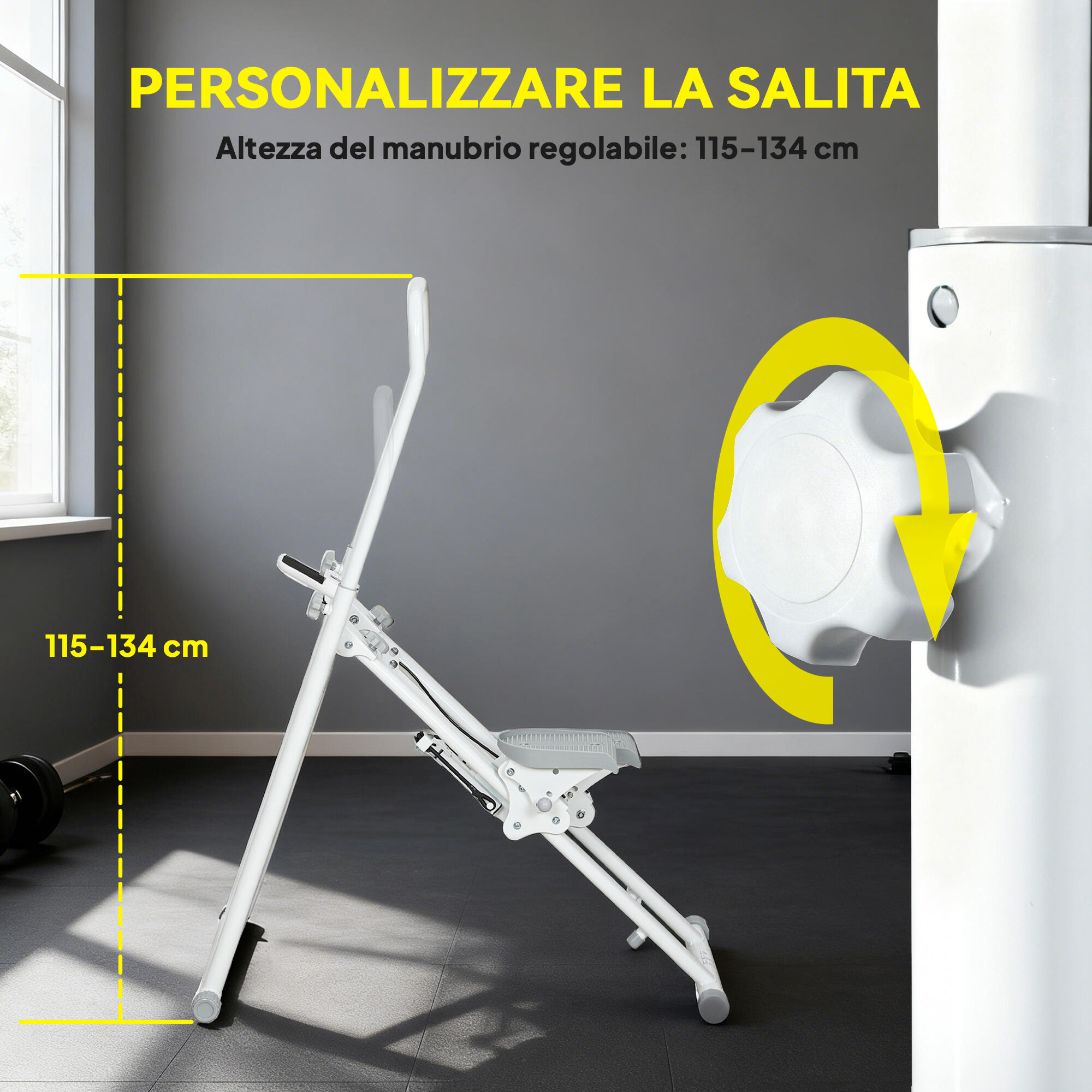 SPORTNOW Stepper Verticale Pieghevole Impugnatura Regolabile e Monitor LCD 4/8
