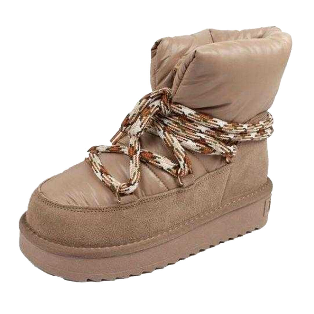 Womens/Ladies Sheepskin Platform Winter Snow Boots (Dark Brown)