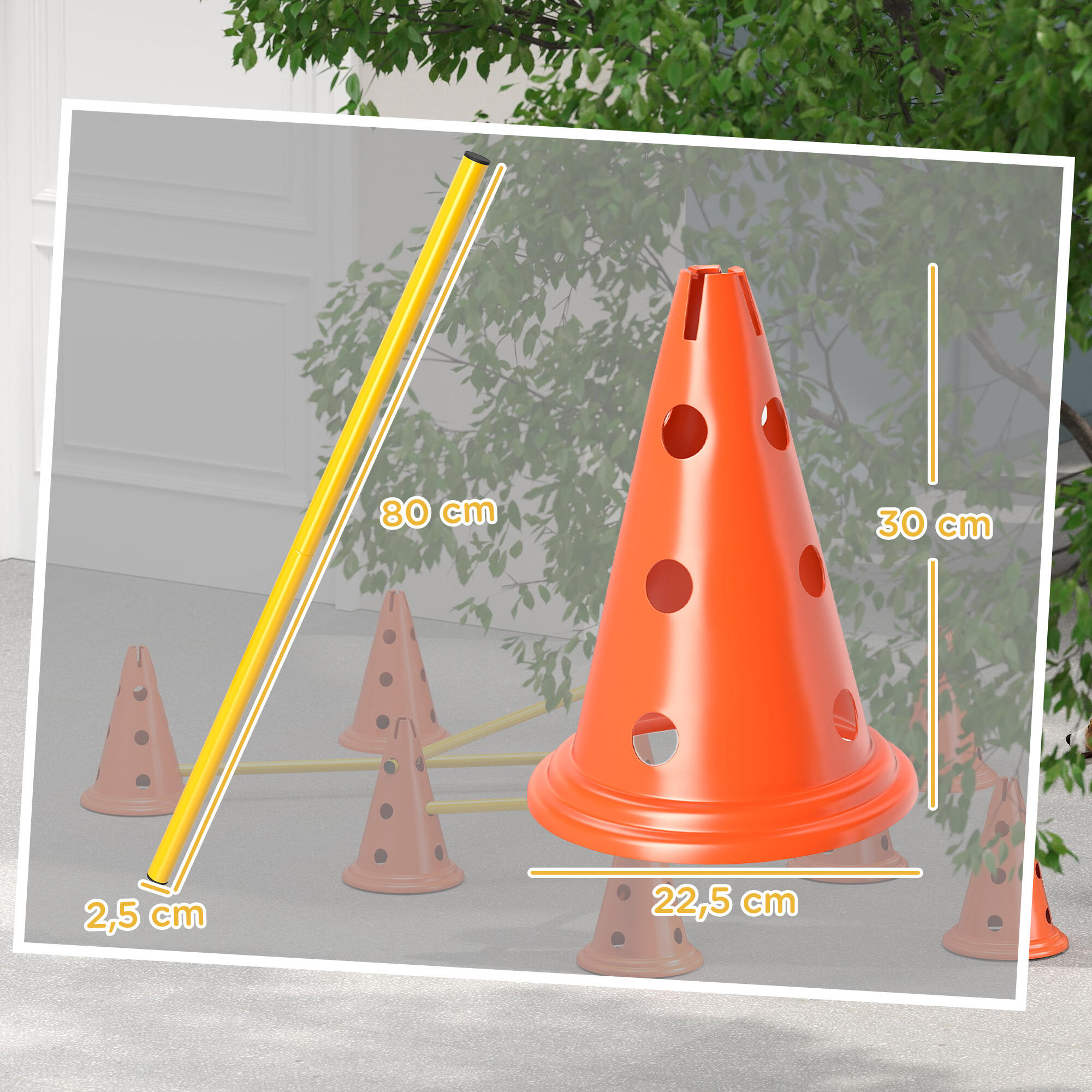 Set Agilidad Perros PawHut 80x22.5X30 cm Naranja 3/5