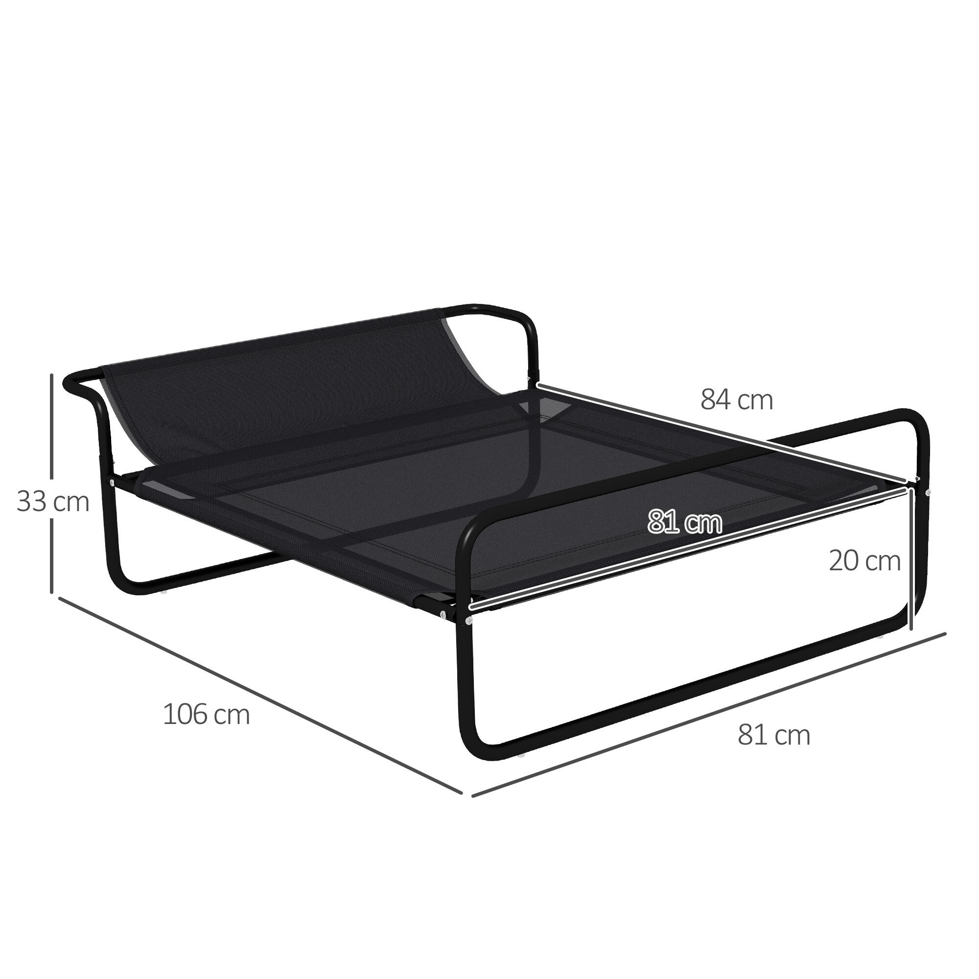 Cama Elevada Perros PawHut 106x81x33 cm Negro 3/5