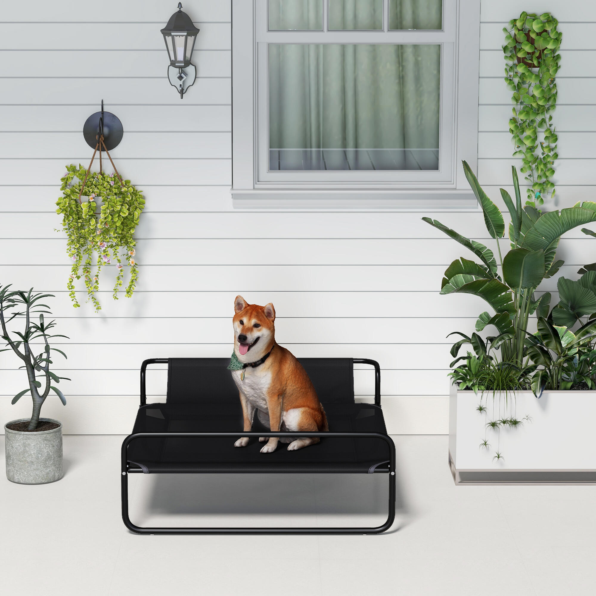 Cama Elevada Perros PawHut 106x81x33 cm Negro 5/5
