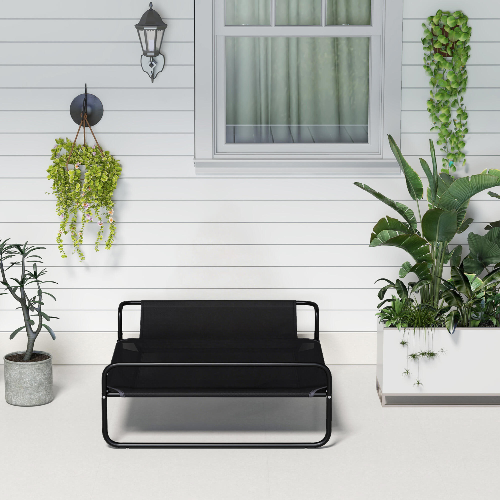 Cama Elevada Perros PawHut 106x81x33 cm Negro 4/5