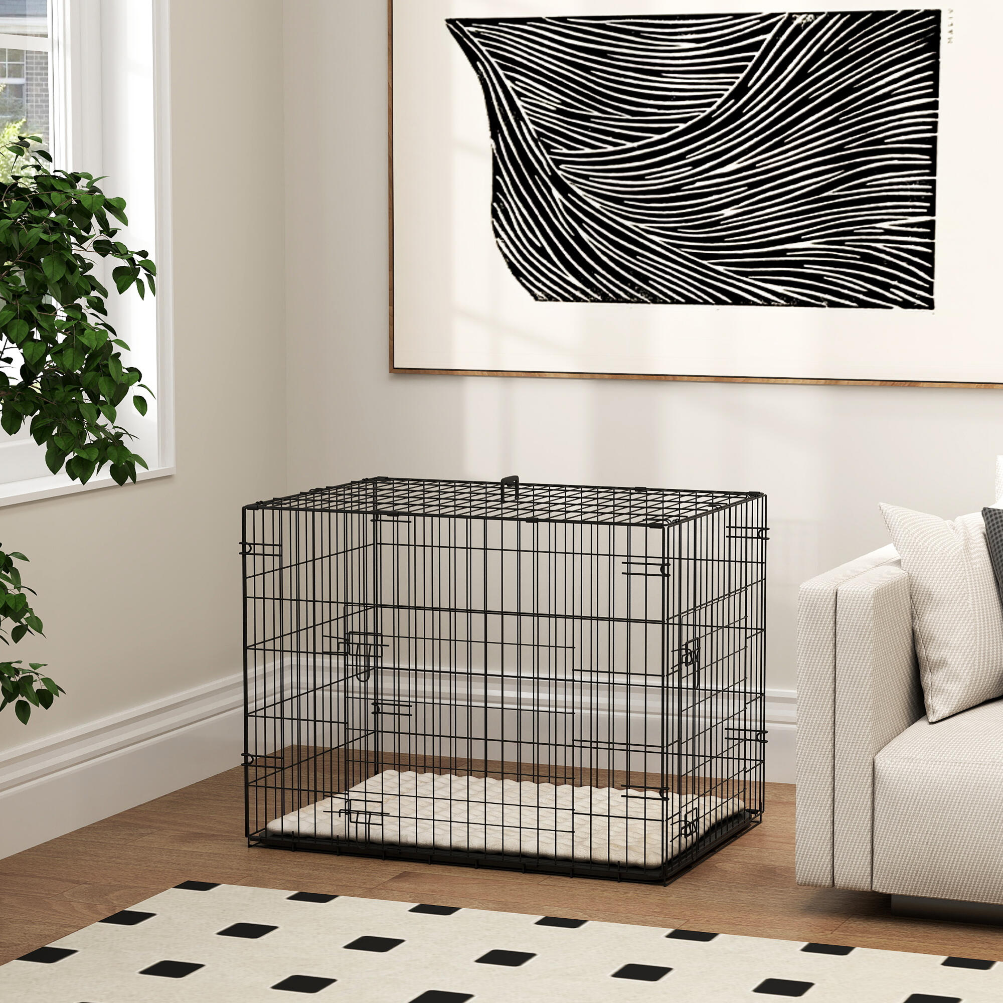 Jaula para Perros PawHut 75x48.5x53 cm Negro 4/5