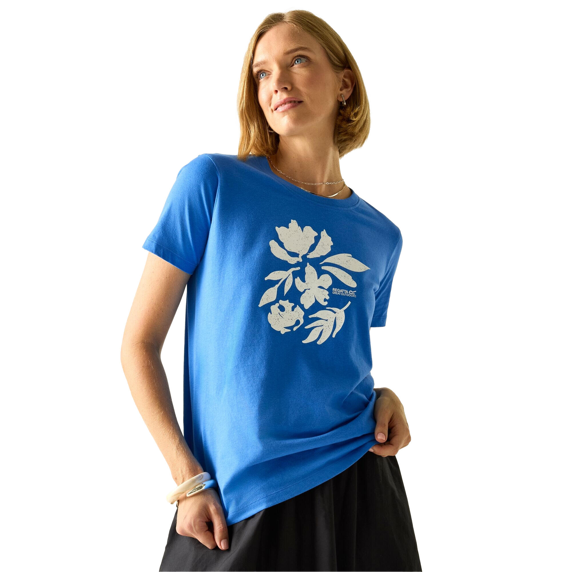 Tshirt Motif/style Fleur Et Silhouette FILANDRA Femme (Bleu Vif) 4/5