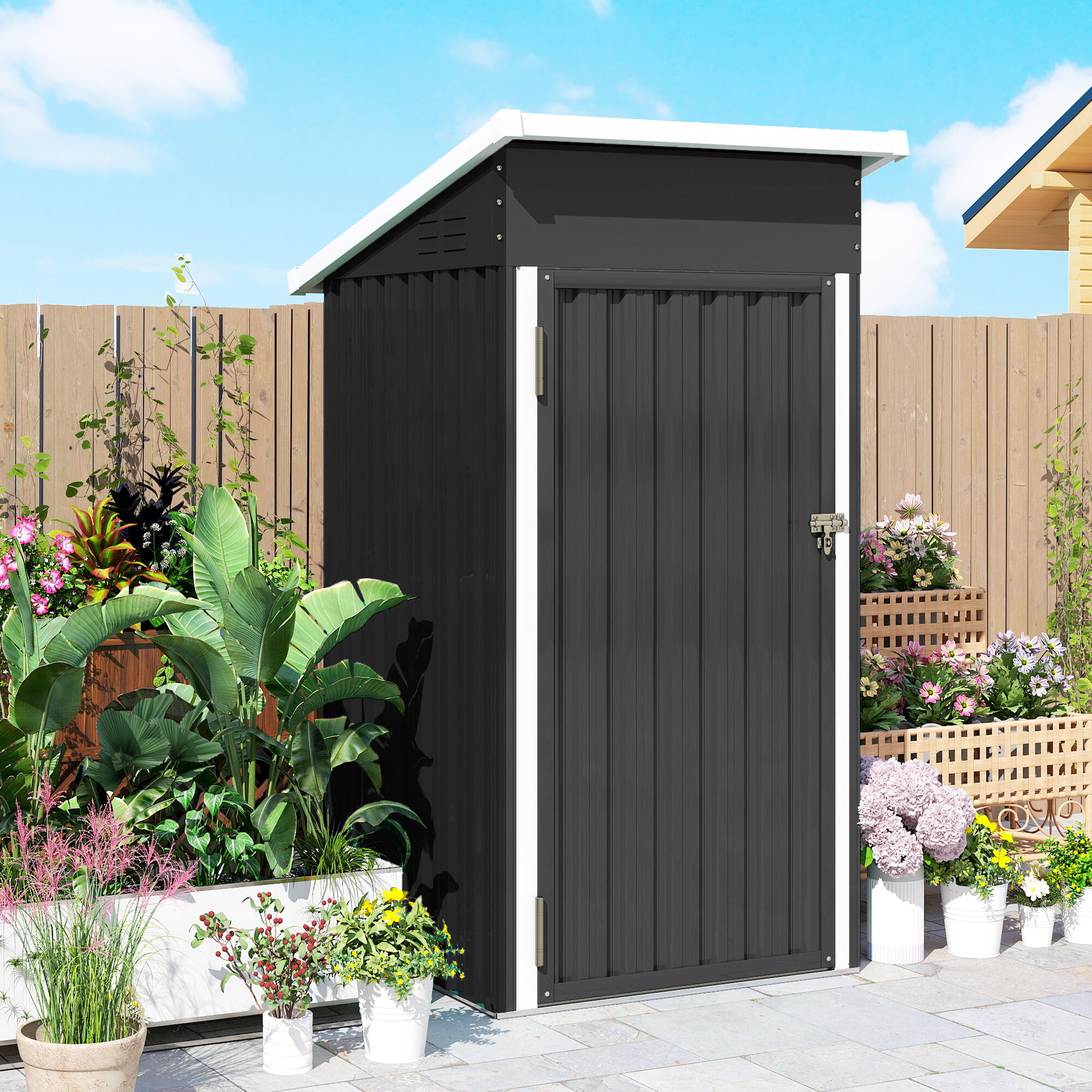 Abrigo 107,5x91x185 cm cinzento escuro Outsunny 5/5
