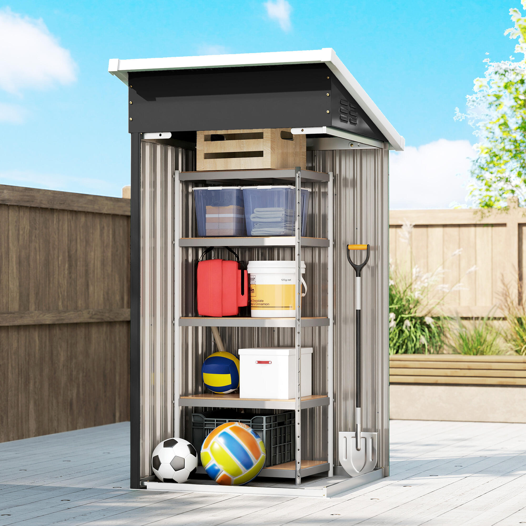 Abrigo 107,5x91x185 cm cinzento escuro Outsunny 4/5