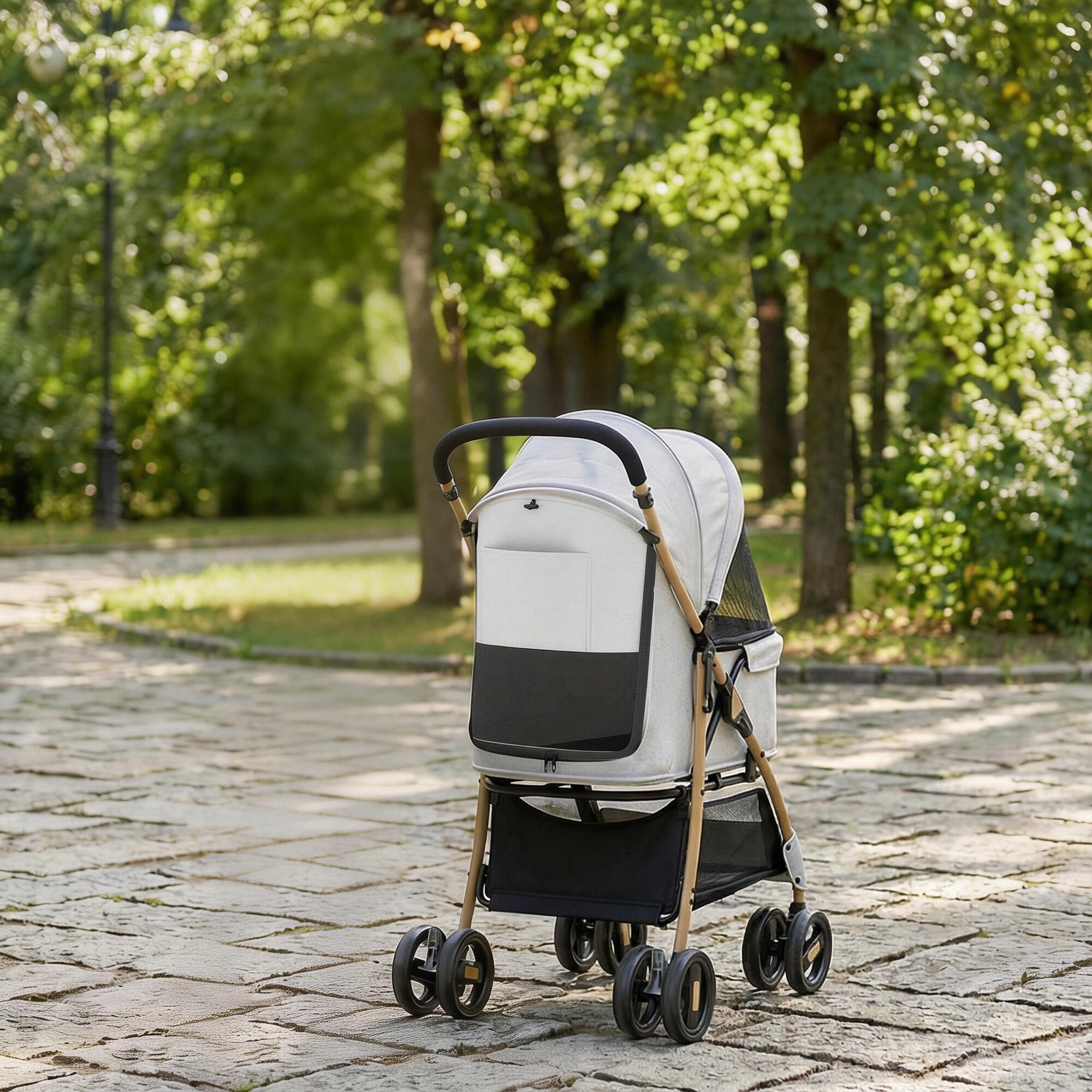 Carrito para Perros PawHut 80x44.5x97 cm Gris Claro 4/5