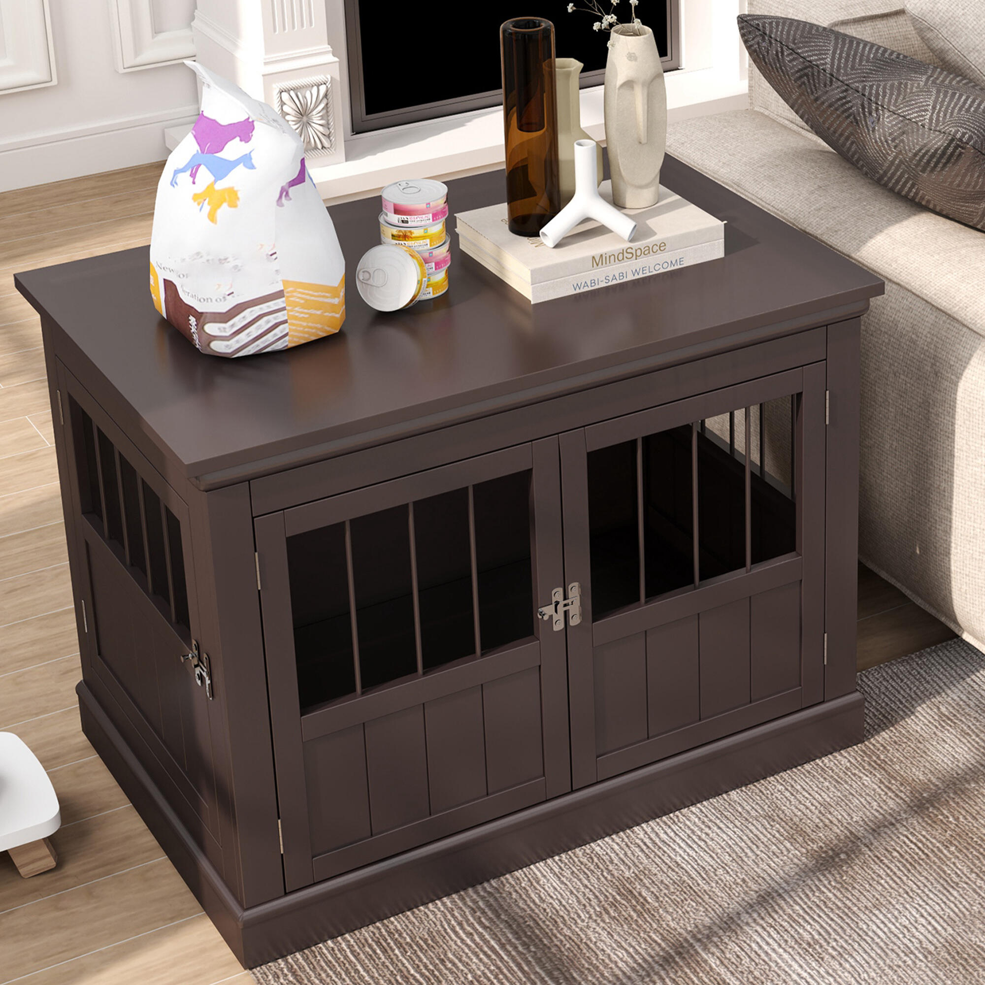Jaula para Perros PawHut 78x53x59.3 cm Café 4/6
