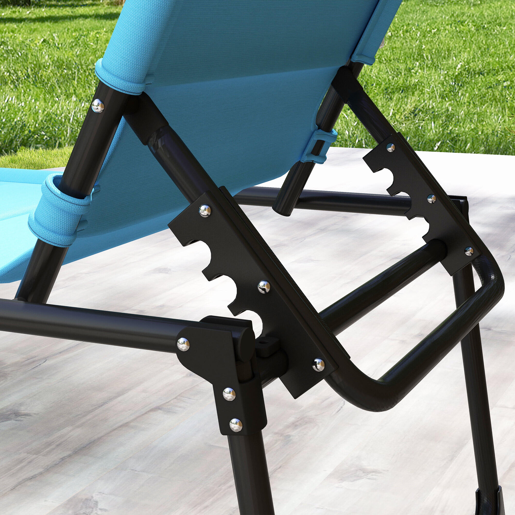 Espreguiçadeira Dobrável Outsunny Azul Claro 5/5