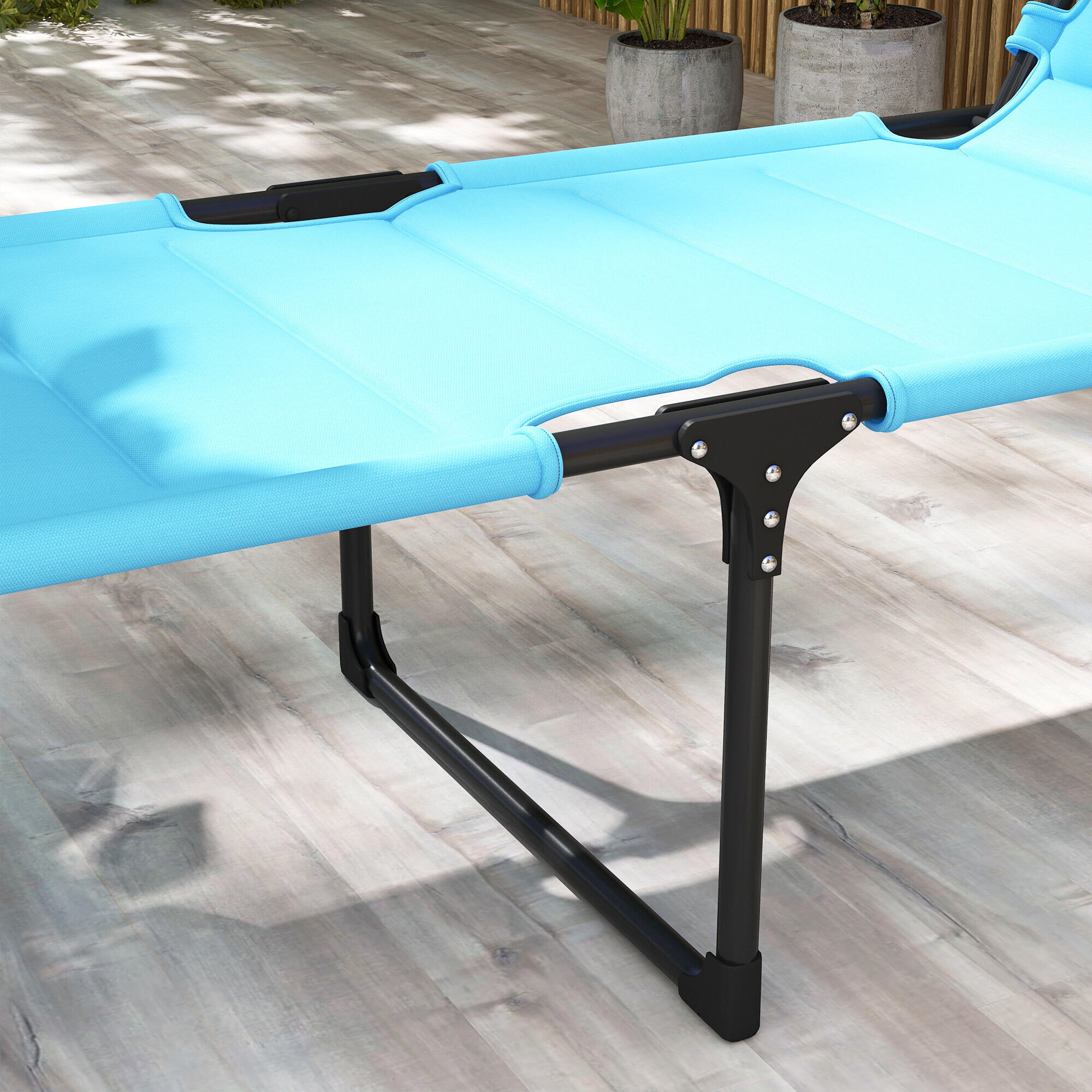 Espreguiçadeira Dobrável Outsunny Azul Claro 4/5
