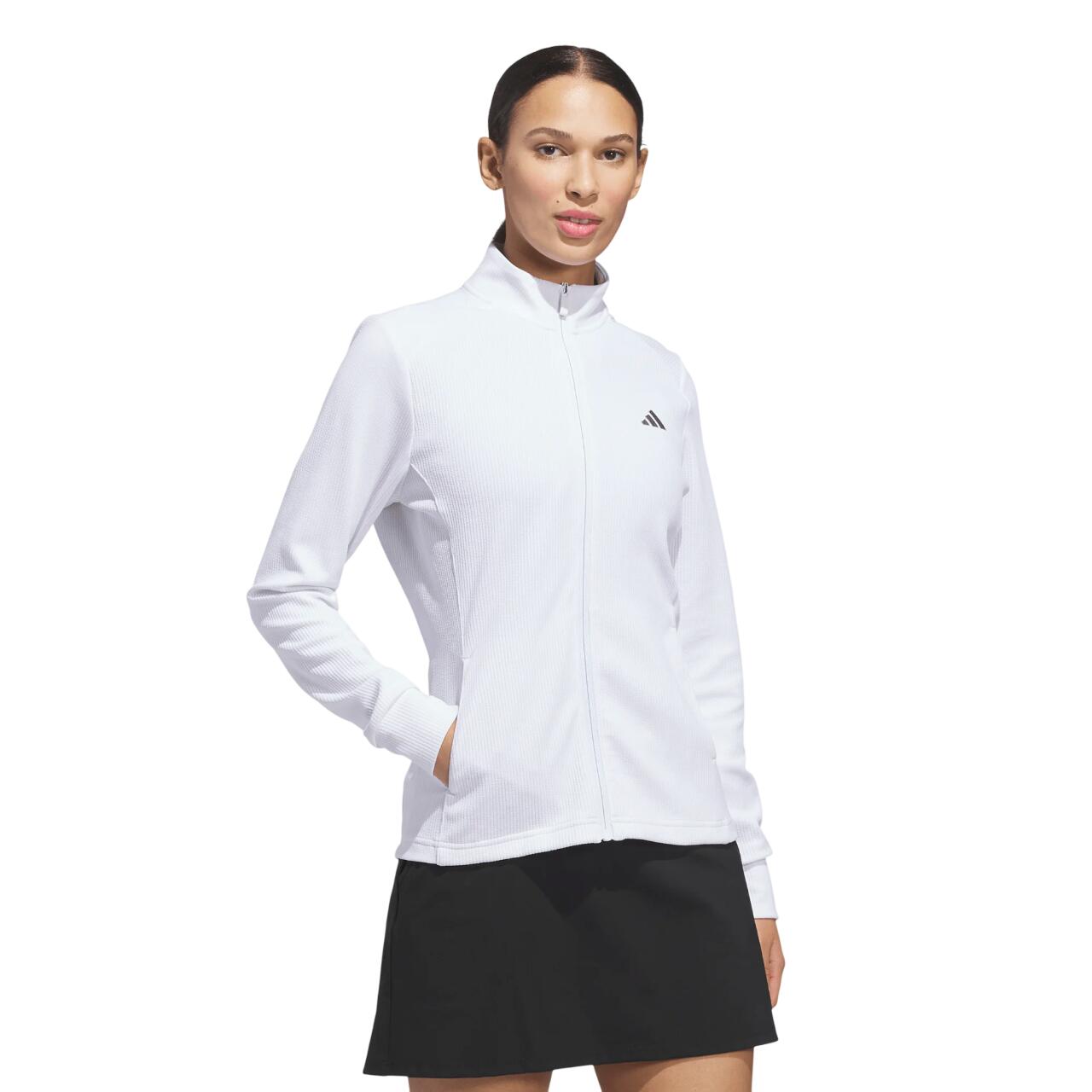 Adidas Textured Jacket, veste de golf pour femme, blanche 2/3
