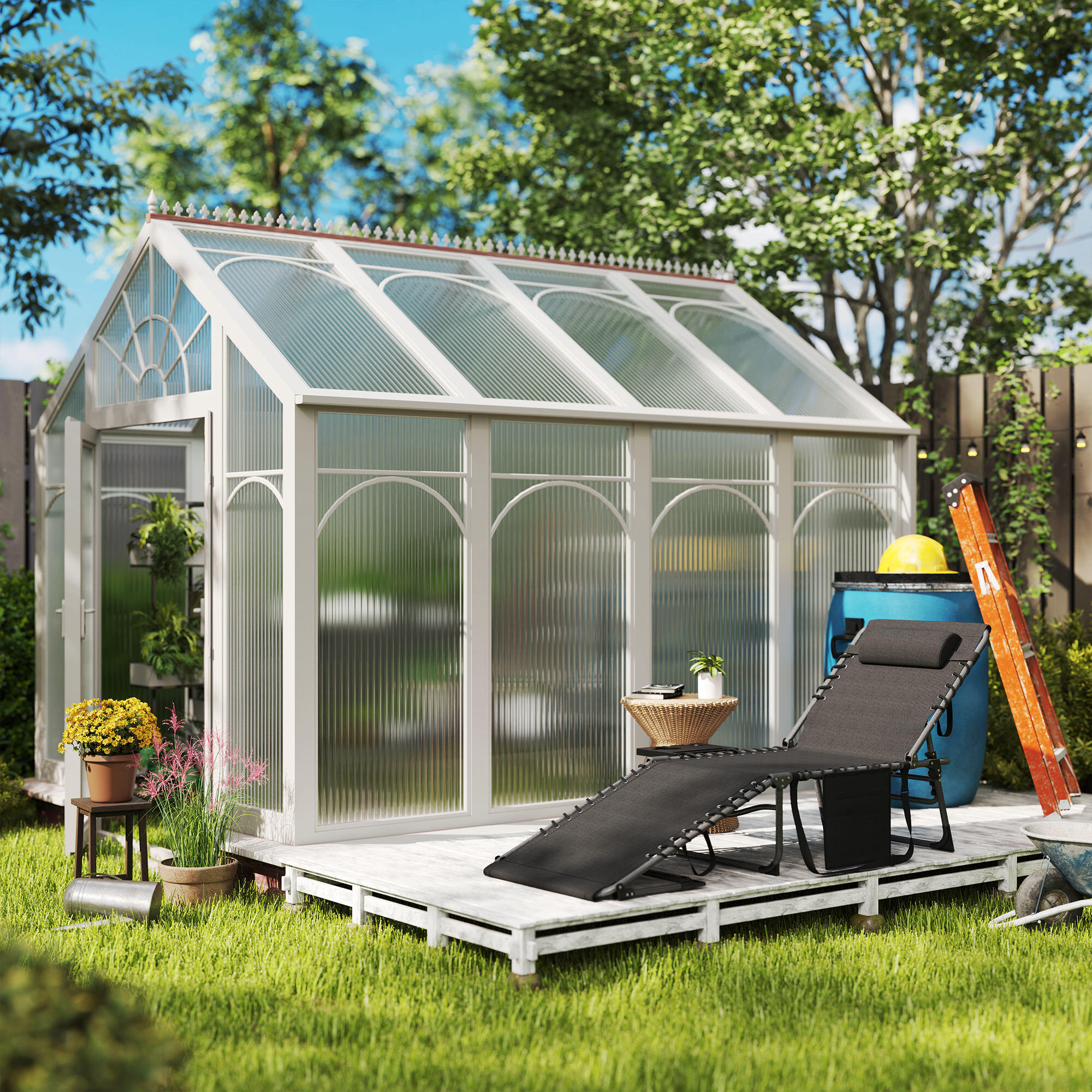 Espreguiçadeira Dobrável Outsunny Preto 4/5