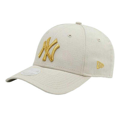 Dames new york yankees metallic logo baseballpet (beige)