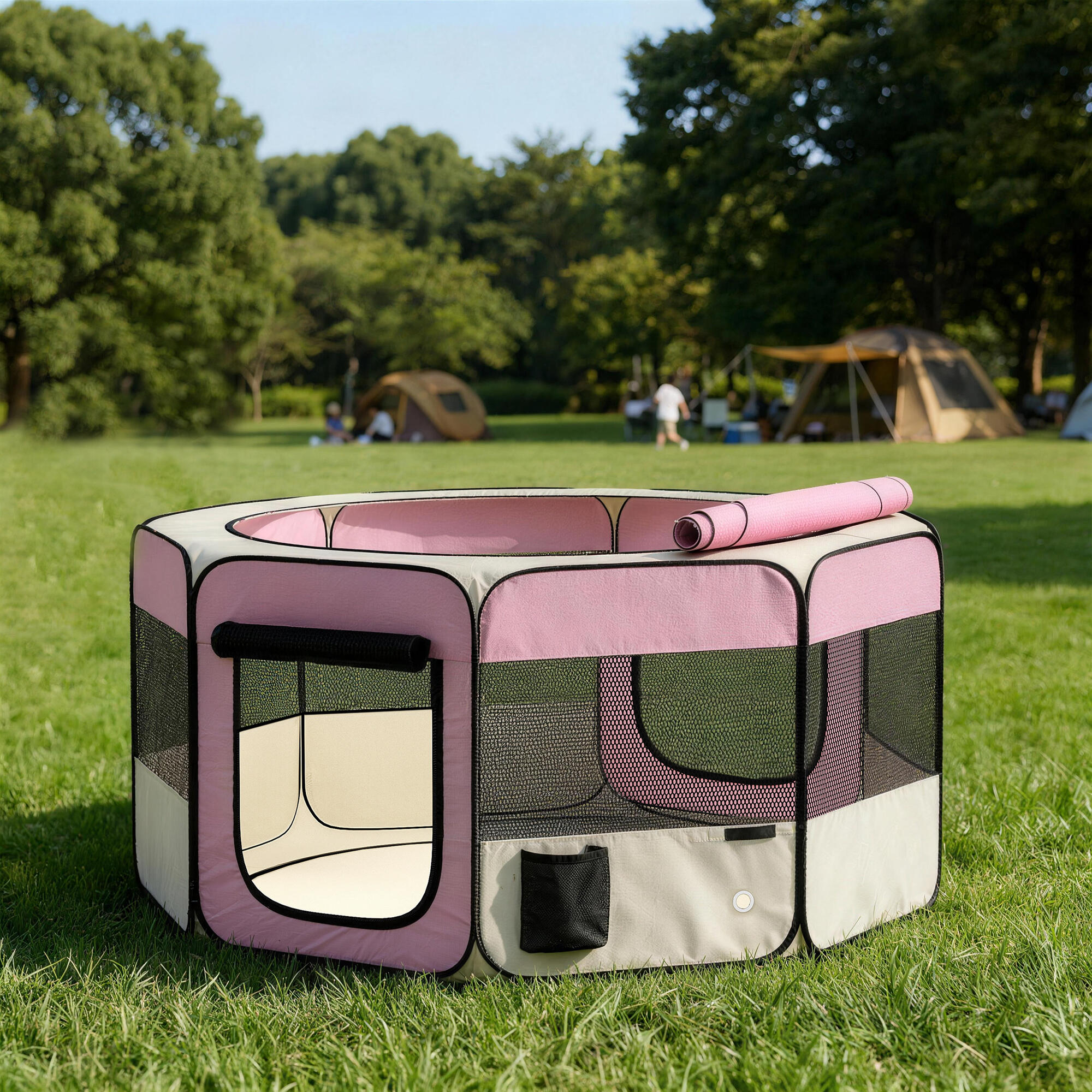 Parque para Animais PawHut Rosa 2/5