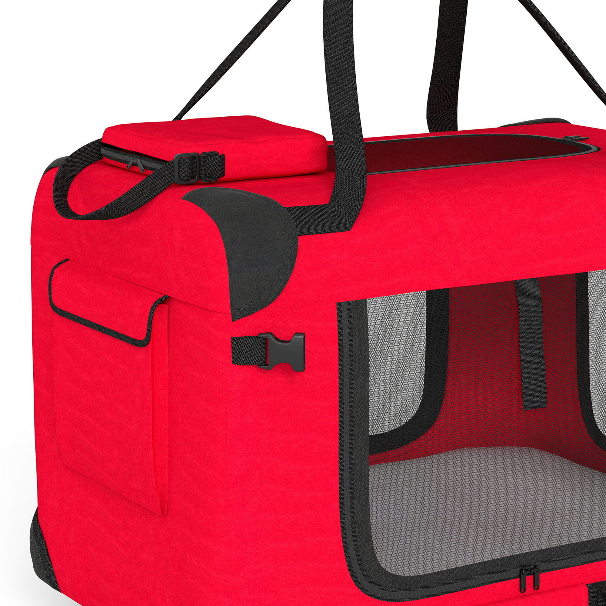 Transportín para Mascotas PawHut 60x41.5x41 cm Rojo 5/5