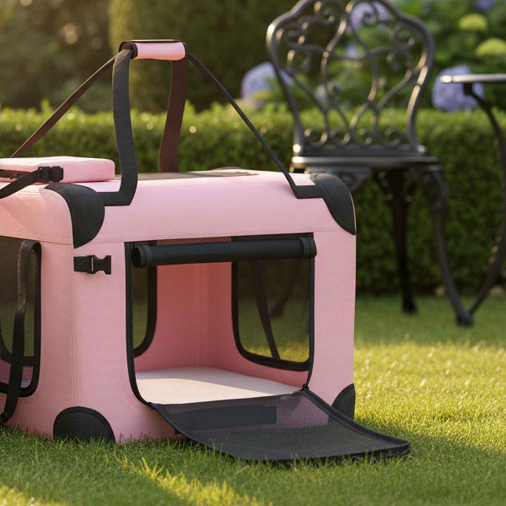Transportín para Mascotas PawHut 60x41.5x41 cm Rosa 5/5