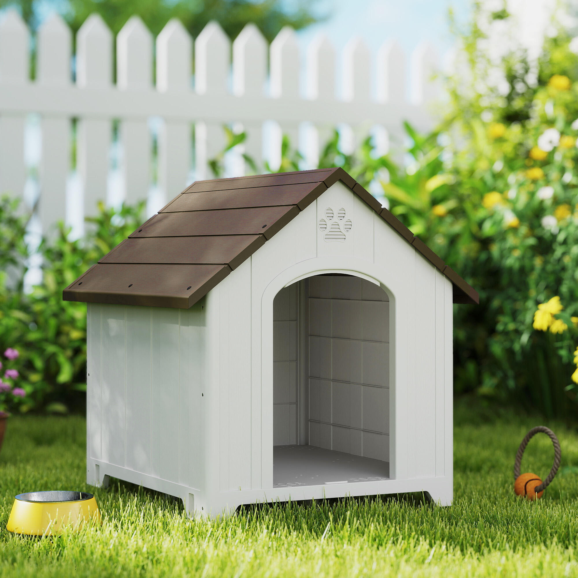 Casota para Cães PawHut Castanho Escuro 4/5